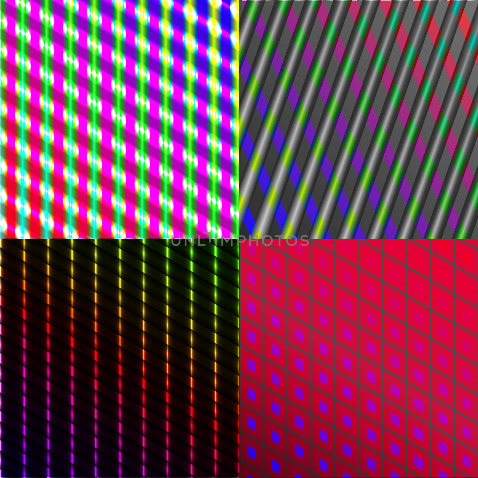 Set of 4 colorful abstract neon backgrounds. Rasterized copy.