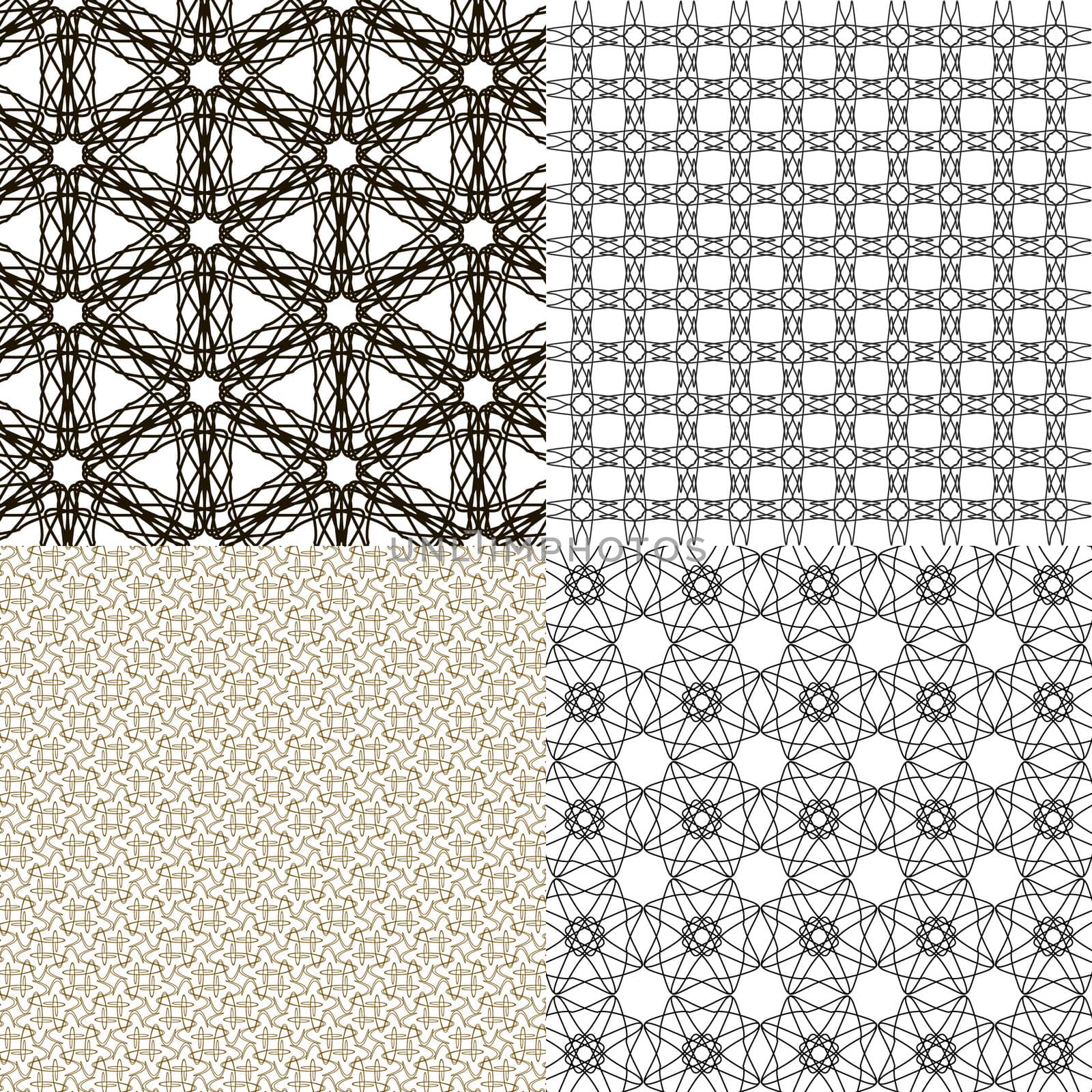 Set of 4 monochrome elegant patterns. ornaments. May be used as background