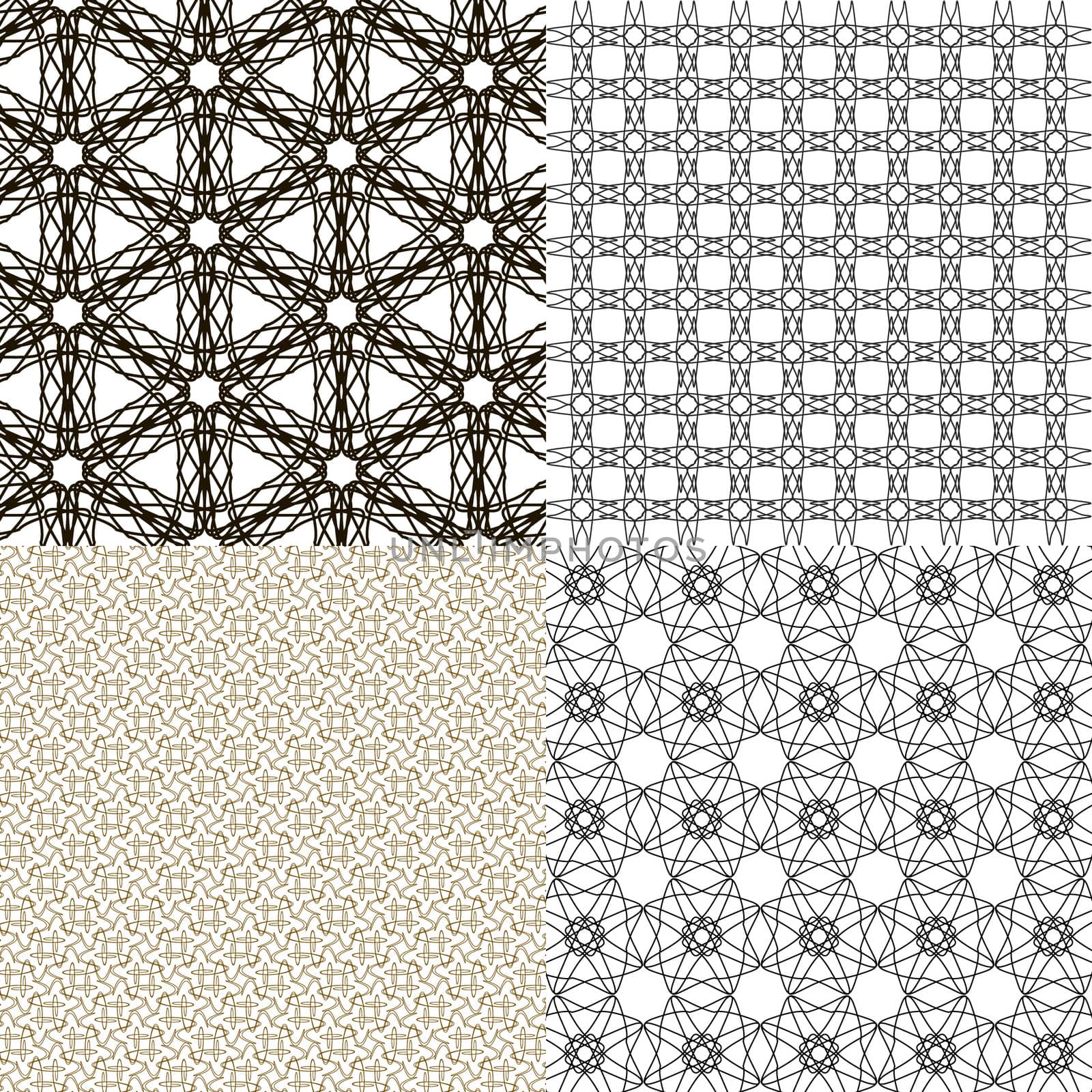 Set of 4 monochrome elegant patterns. ornaments. May be used as background