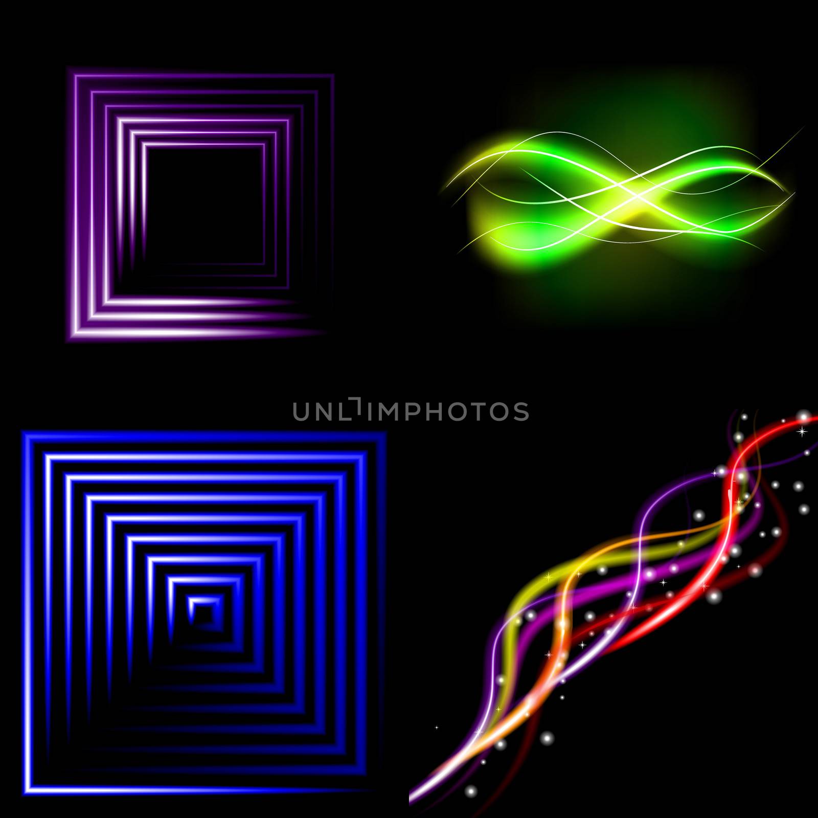Set of Beautifully glowing neon abstract background with space for text.  by serhii_lohvyniuk
