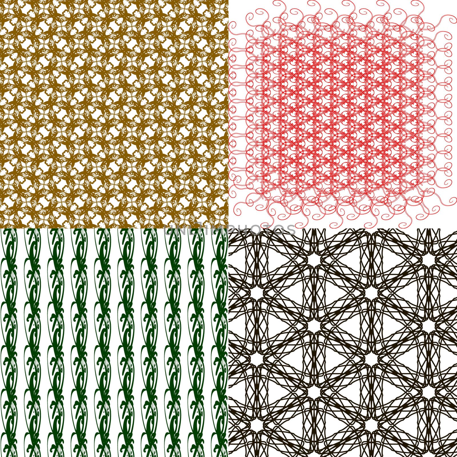 Set of 4 monochrome elegant patterns. ornaments. May be used as background. backdrop by serhii_lohvyniuk