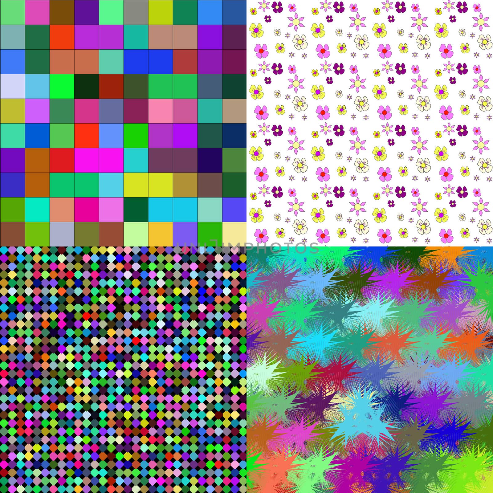 Set of four abstract backgrounds with colorful elements to create your creativity. Raster by serhii_lohvyniuk