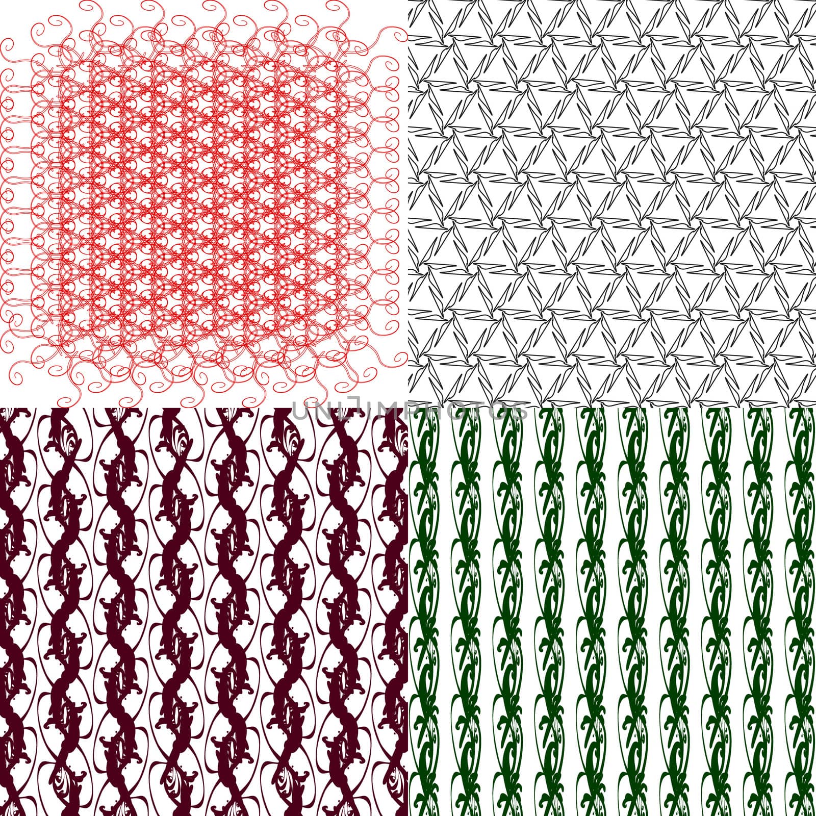 Set of 4 monochrome elegant patterns. ornaments. May be used as background