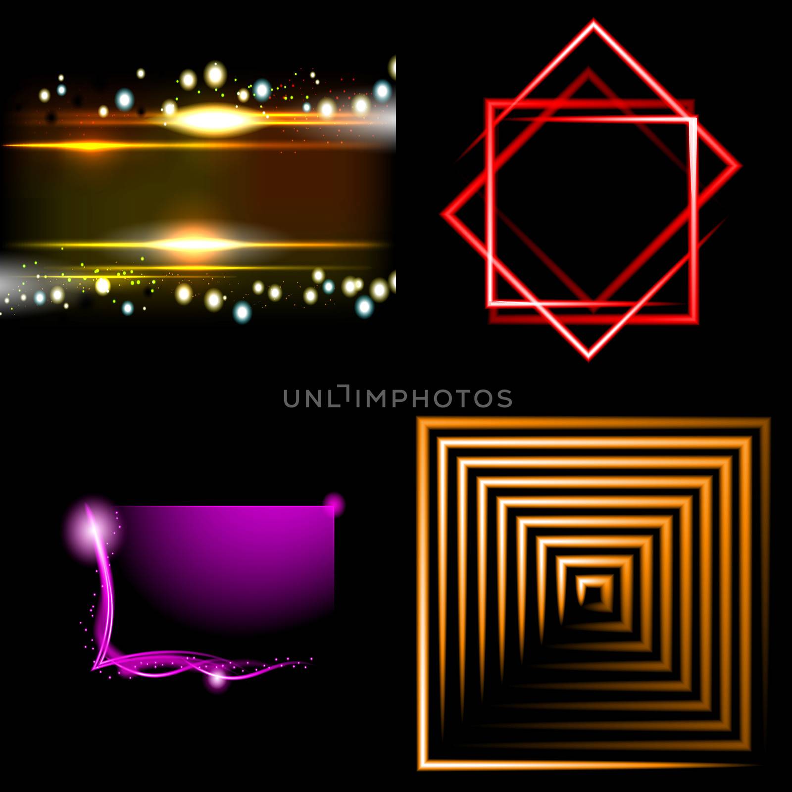 Set of Blurry abstract lines. Light effect. Sparkle background.  illustration