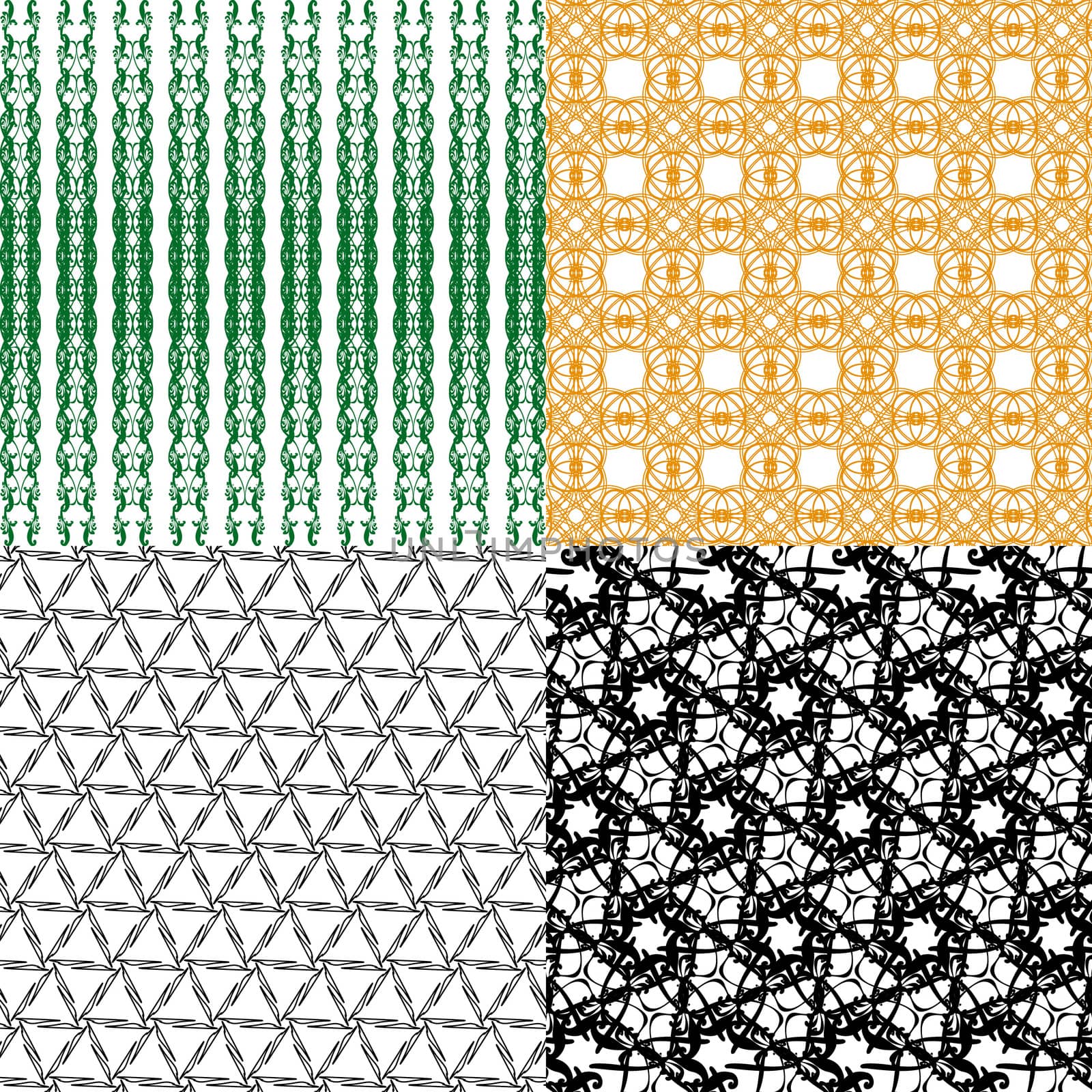 Set of 4 monochrome elegant patterns. ornaments. May be used as background. backdrop by serhii_lohvyniuk