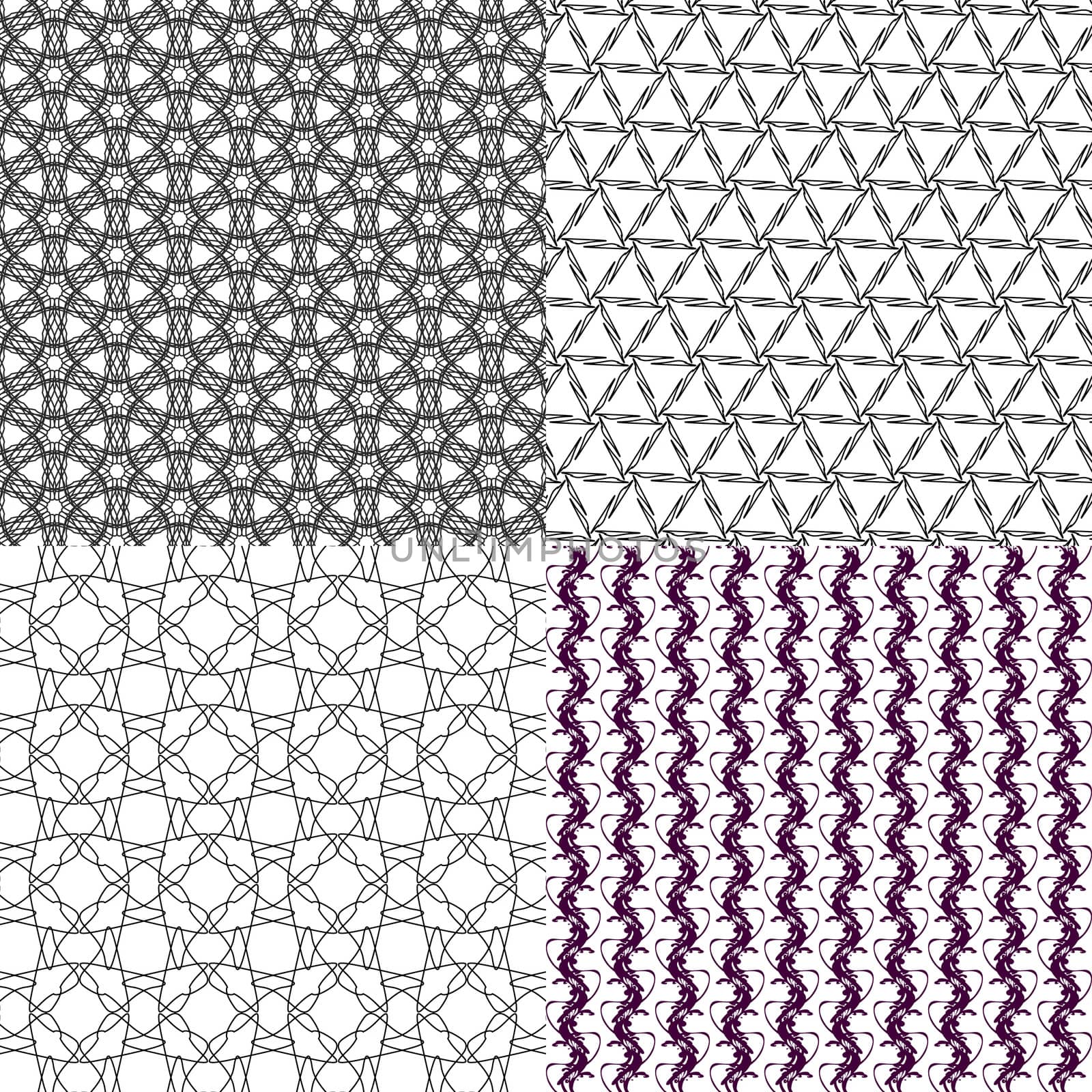 Set of 4 monochrome elegant patterns. ornaments. May be used as background