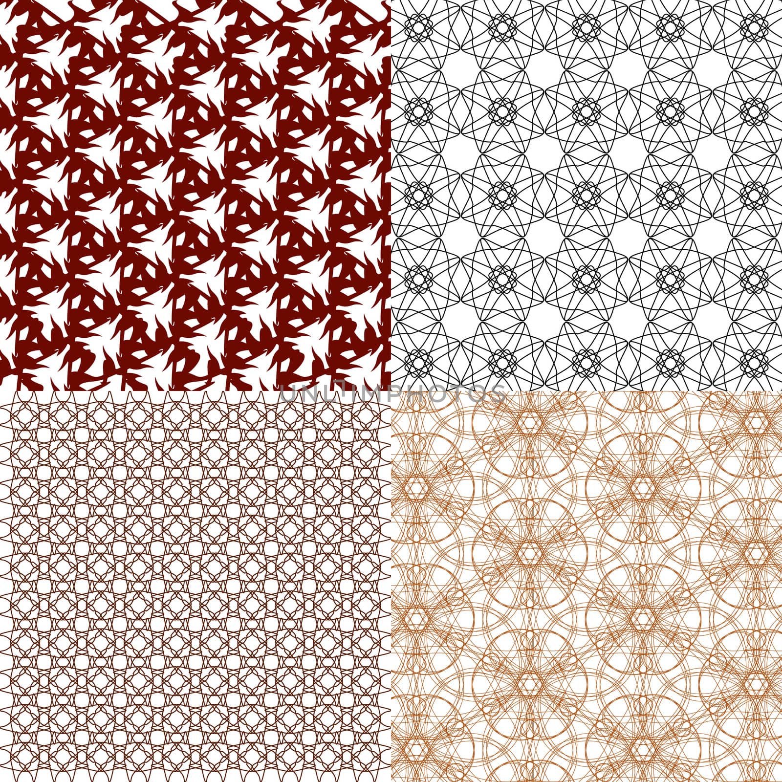 Set of 4 monochrome elegant patterns. ornaments. May be used as background. backdrop by serhii_lohvyniuk