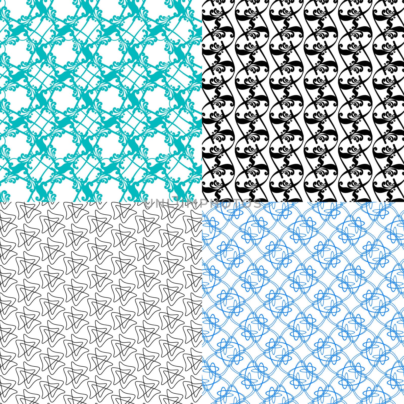 Set of 4 monochrome elegant patterns. ornaments. May be used as background. backdrop by serhii_lohvyniuk