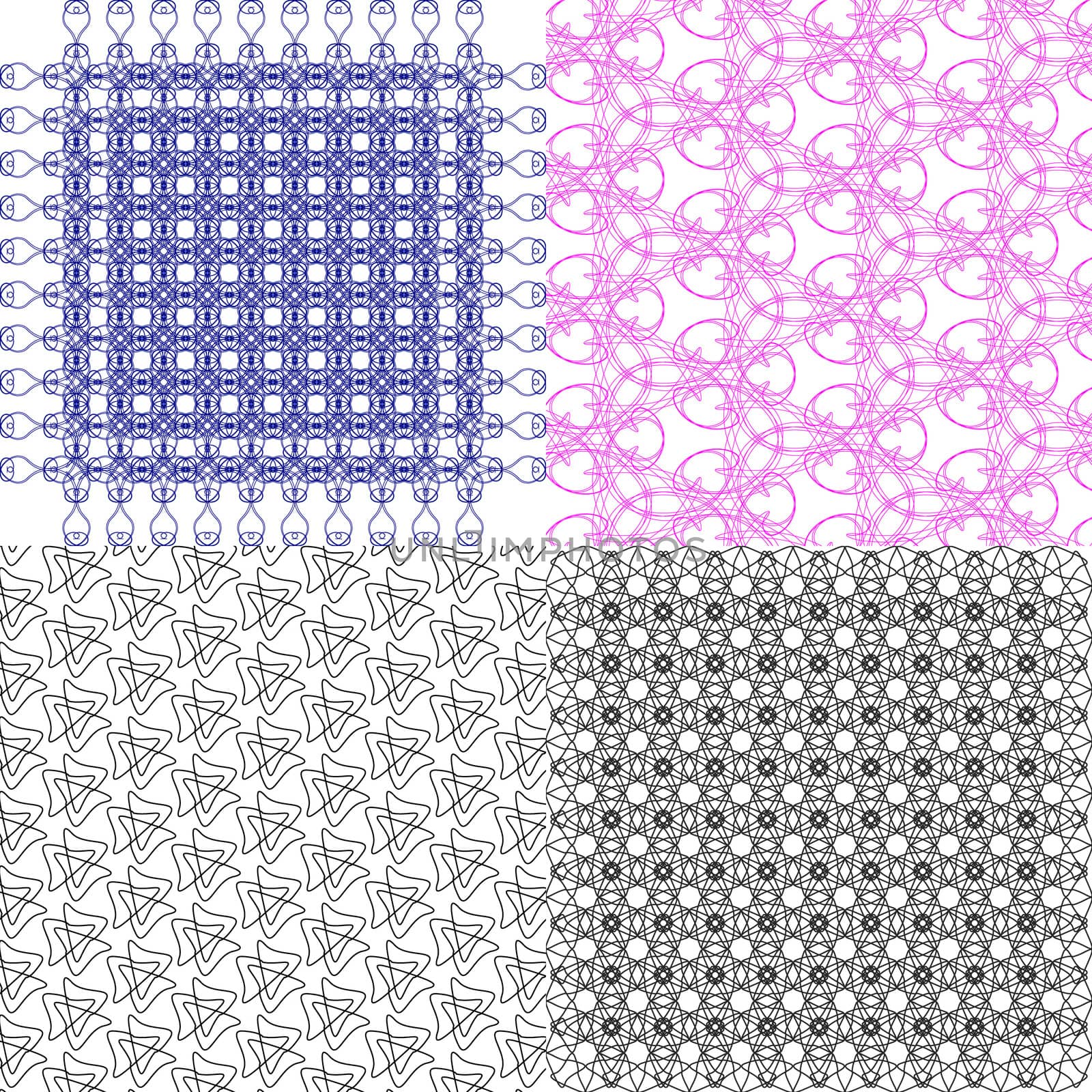 Set of 4 monochrome elegant patterns. ornaments. May be used as background. backdrop by serhii_lohvyniuk