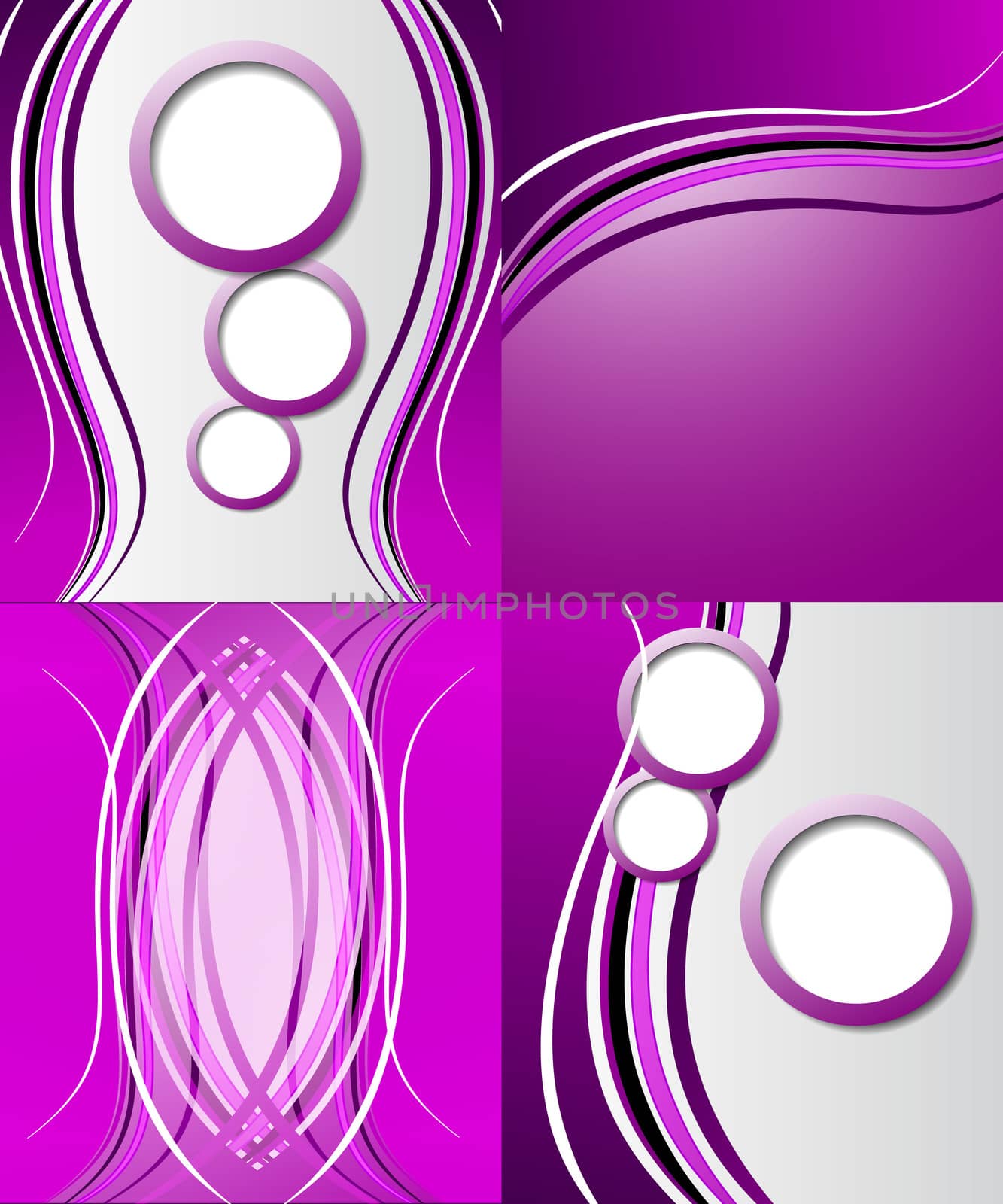 Set of 4 abstract purple backgrounds with space for your text. Raster copy.