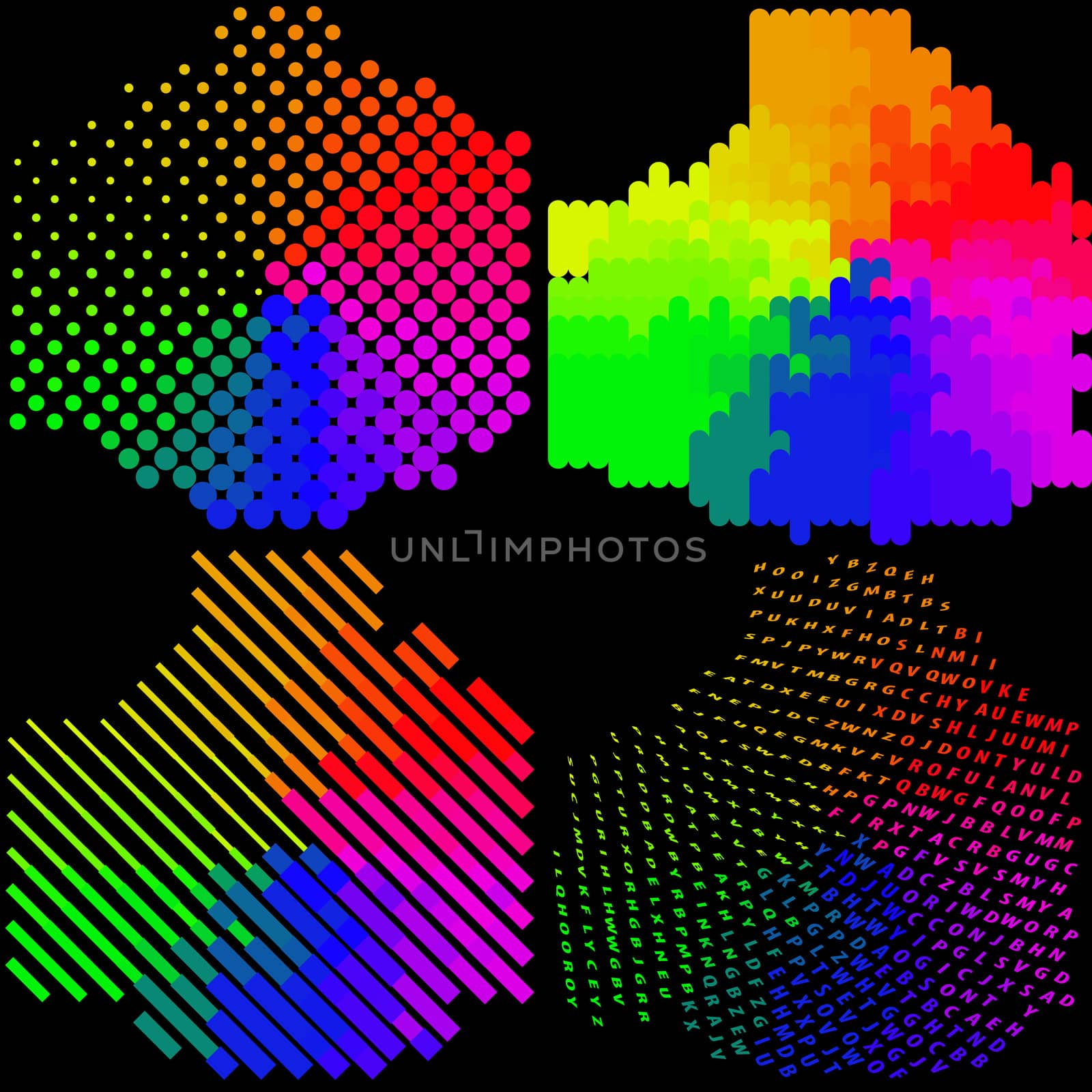 Set of 4 multi-colored mosaic background. rasterized version.