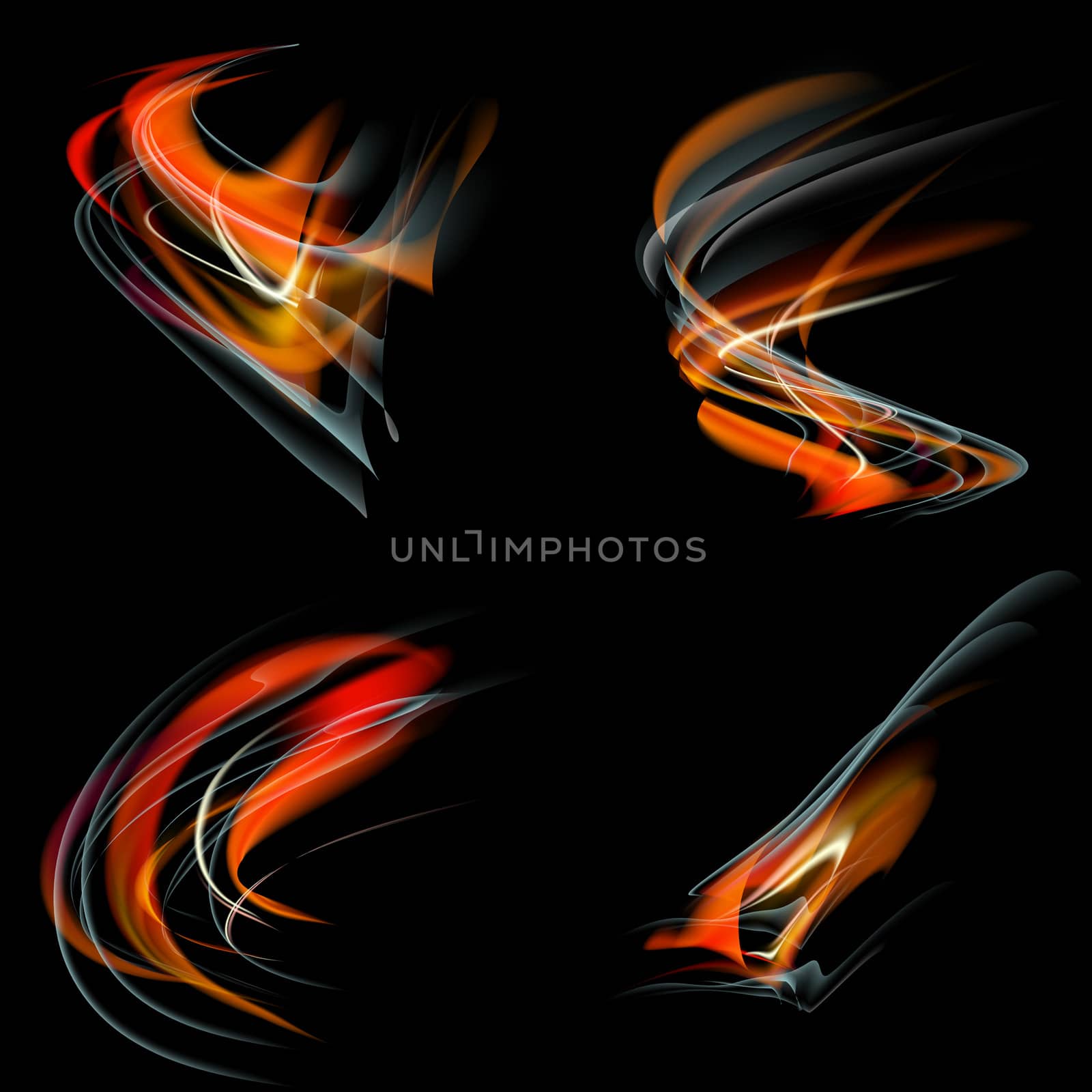 Collection of fires isolated on black background.  by serhii_lohvyniuk