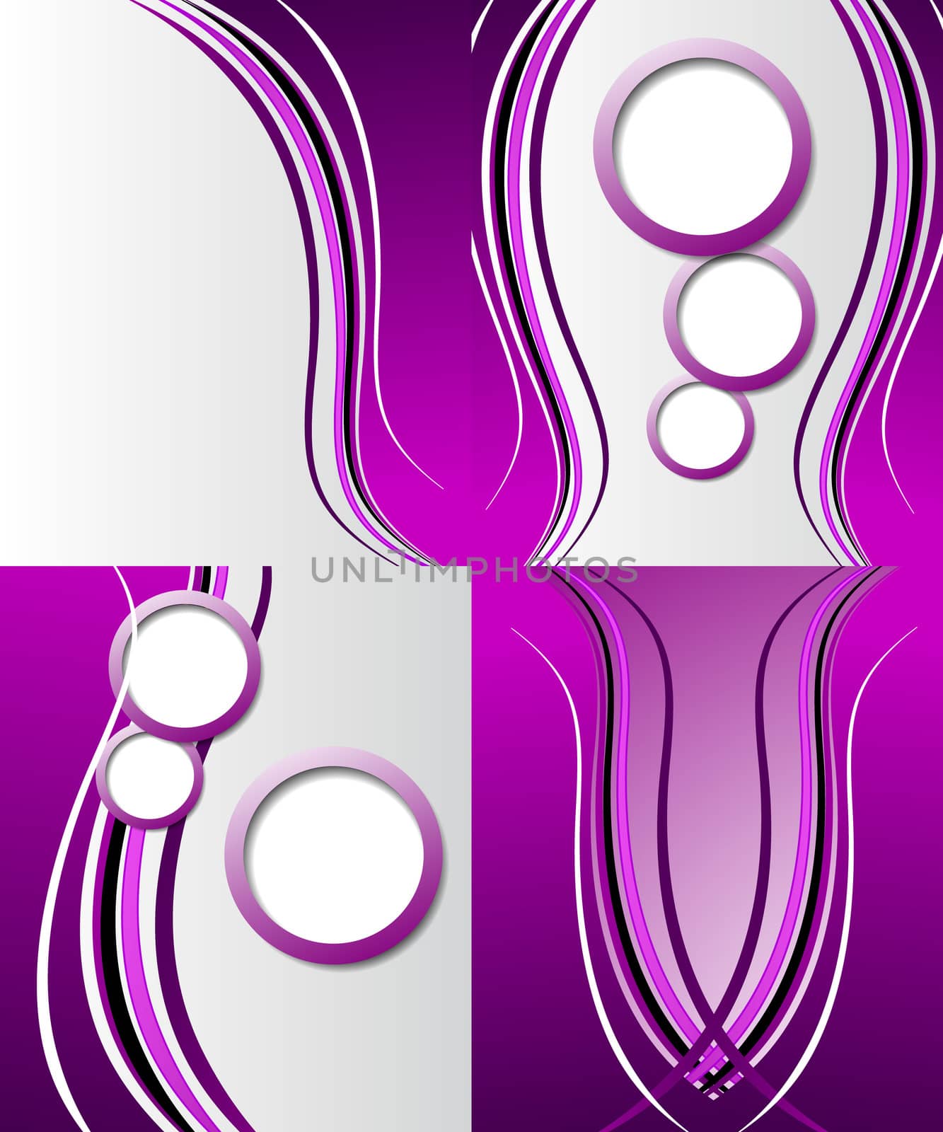 Set of 4 abstract purple backgrounds with space for your text. Raster copy.