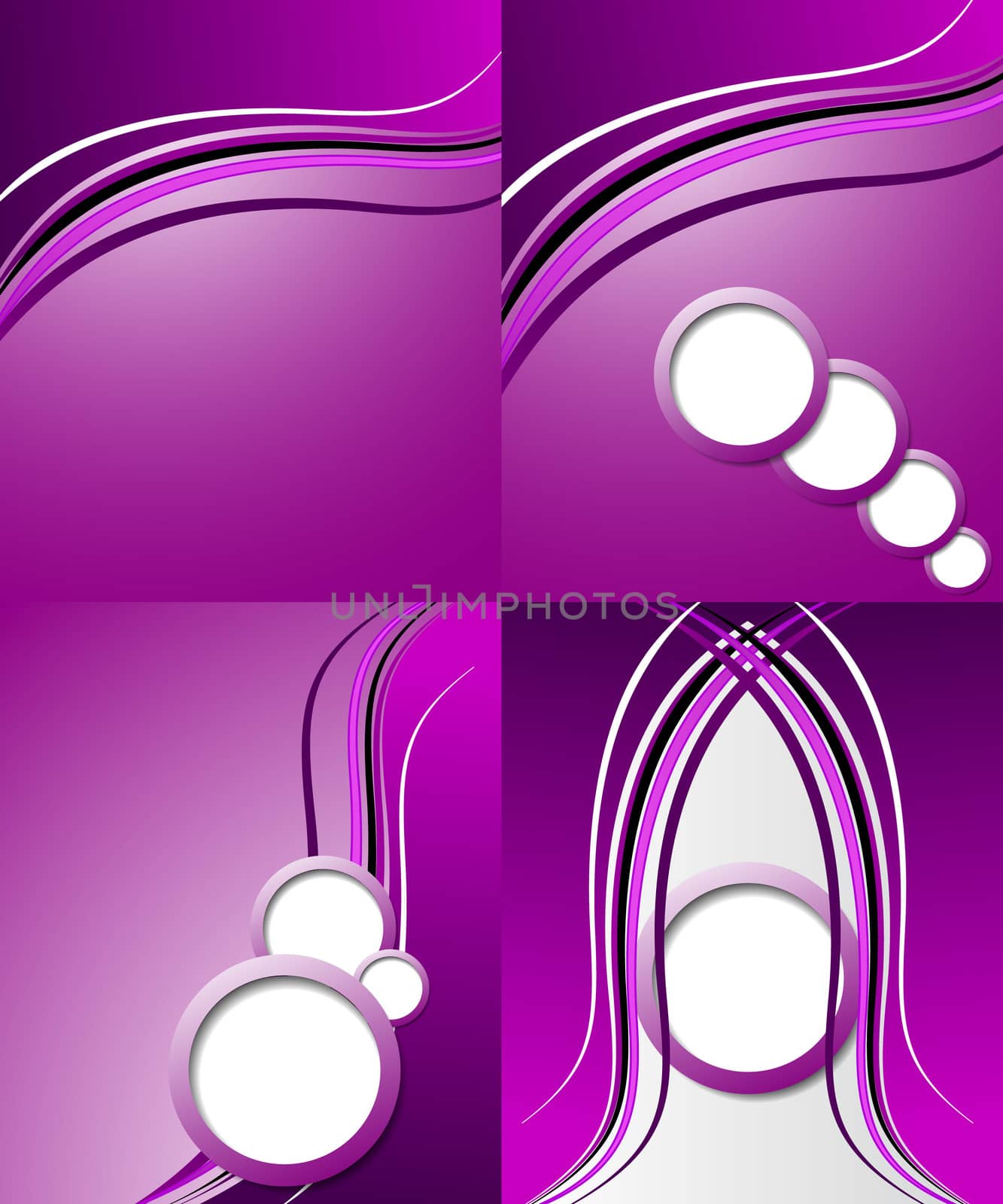 Set of 4 abstract purple backgrounds with space for your text. Raster copy.