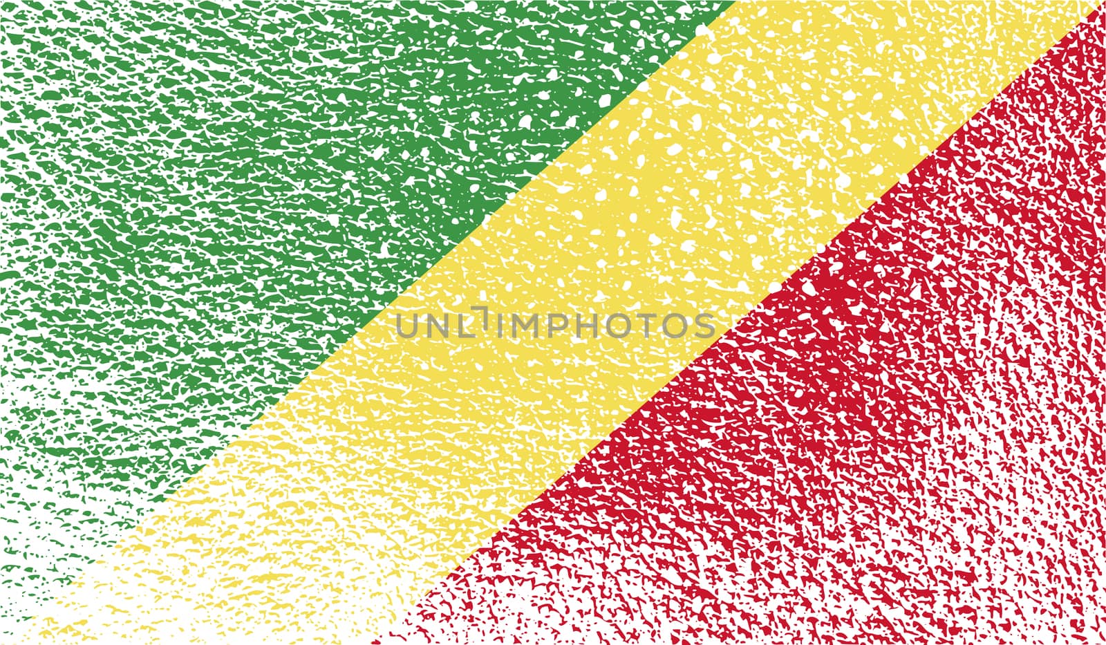Flag of Congo Republic with old texture.  illustration