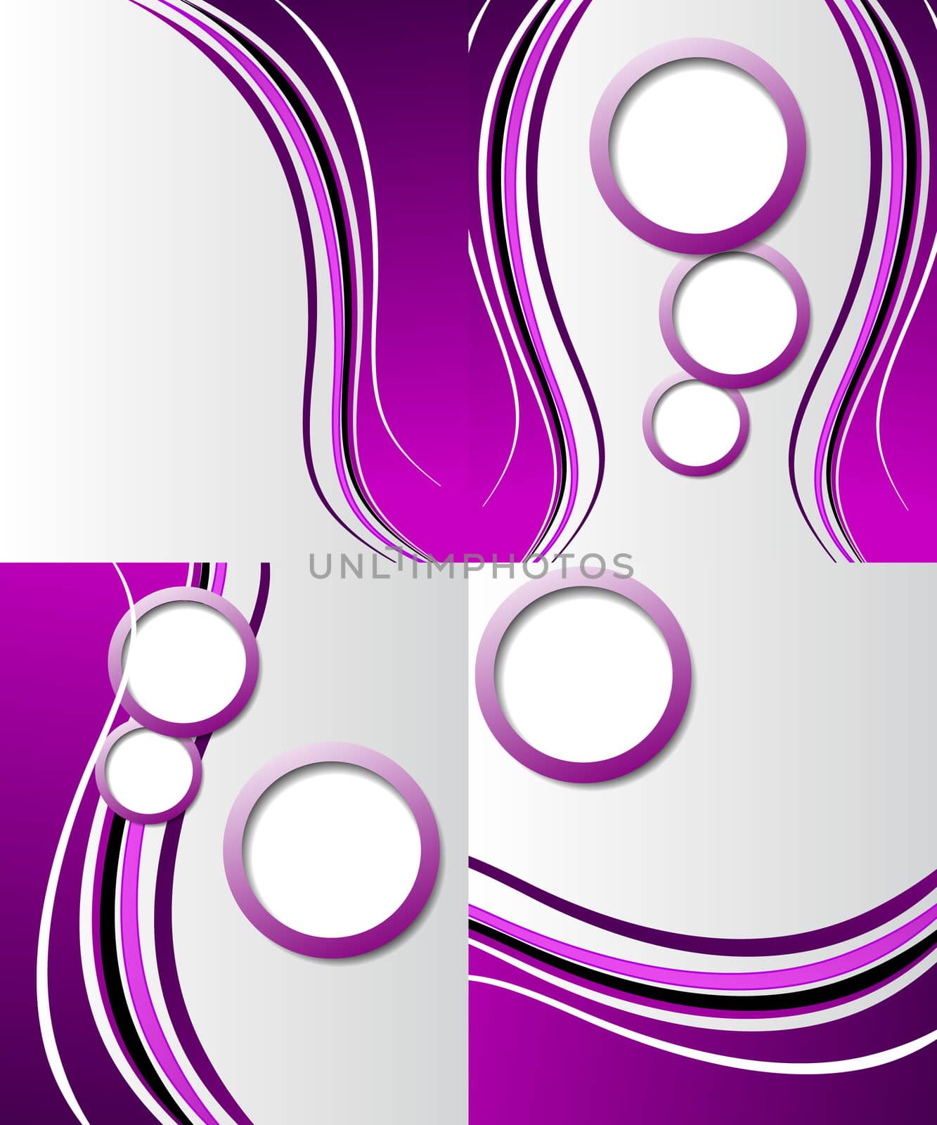 Set of 4 abstract purple backgrounds with space for your text. Raster copy.