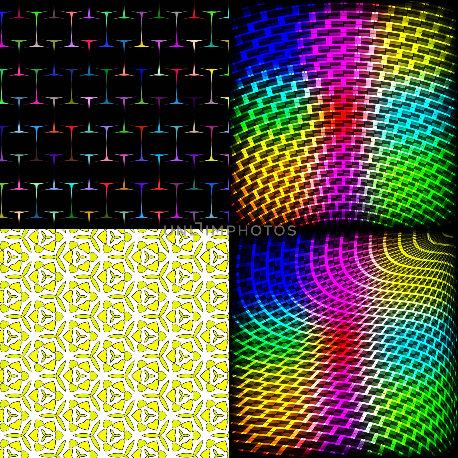 Set of four abstract backgrounds with colorful elements to create your creativity. Raster by serhii_lohvyniuk