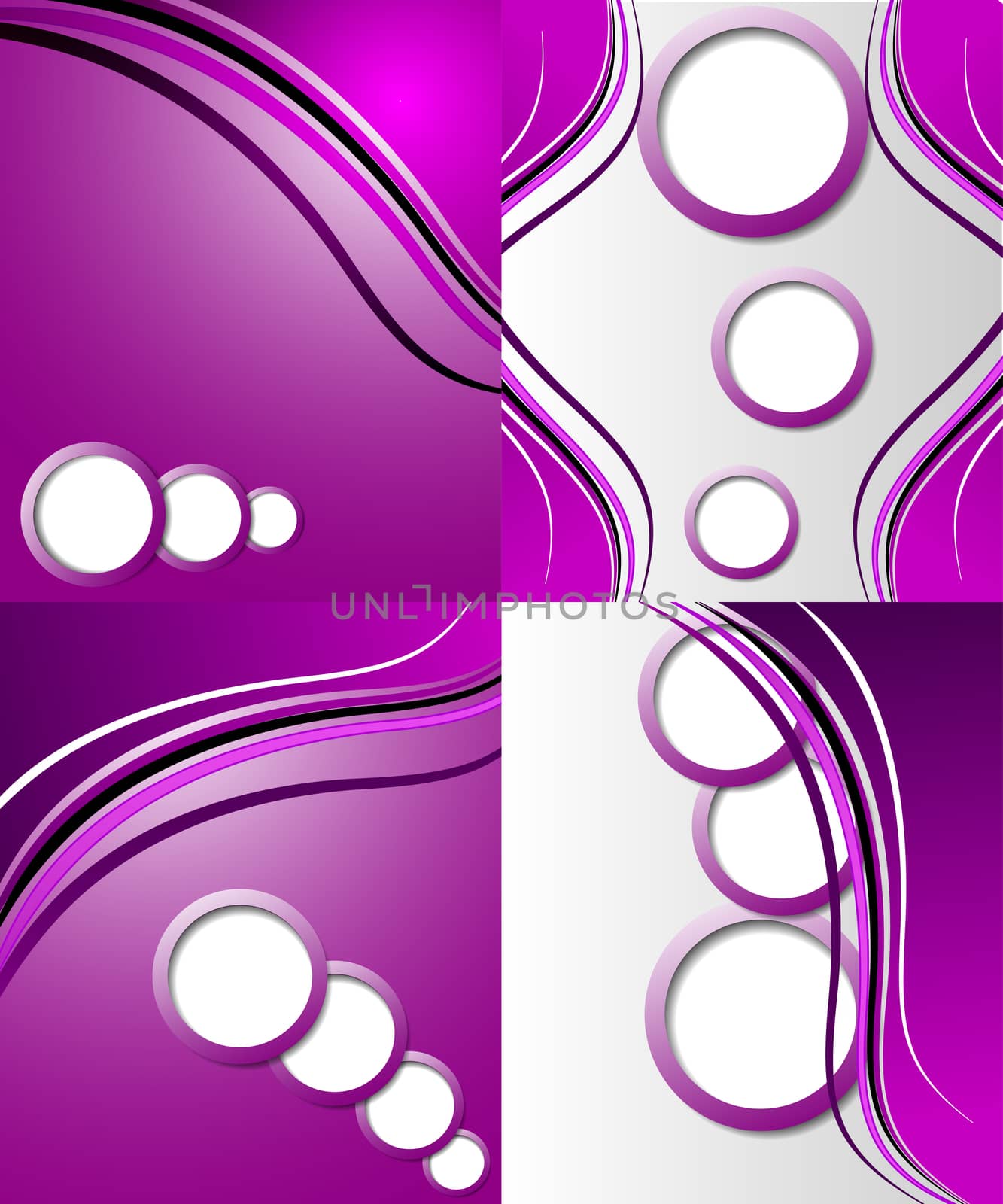 Set of 4 abstract purple backgrounds with space for your text. Raster copy.