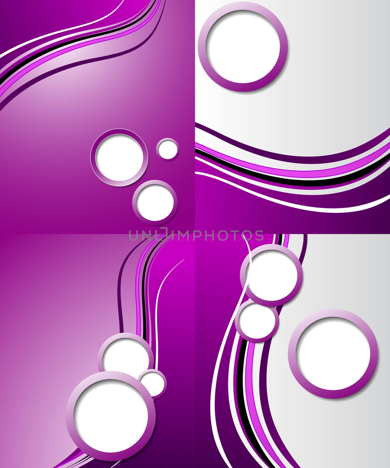 Set of 4 abstract purple backgrounds with space for your text. Raster copy.