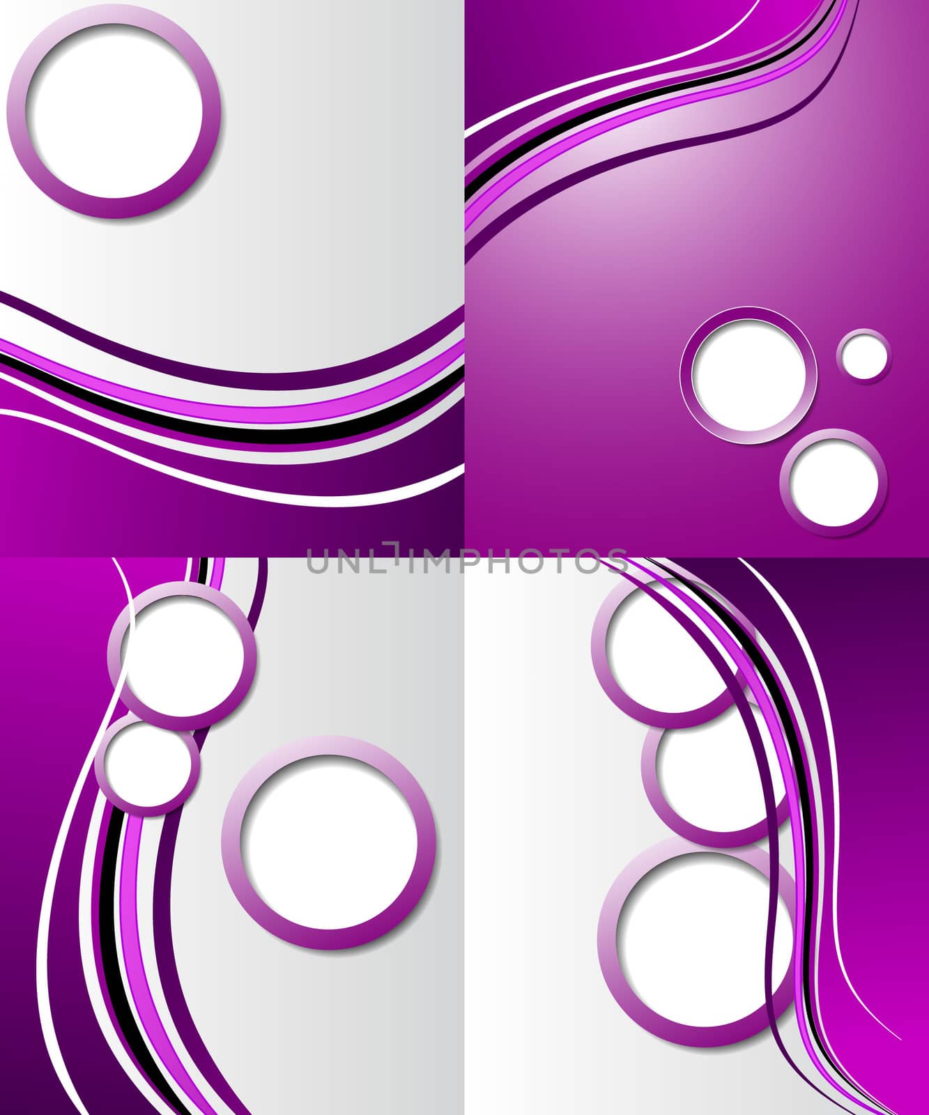 Set of 4 abstract purple backgrounds with space for your text. Raster copy by serhii_lohvyniuk