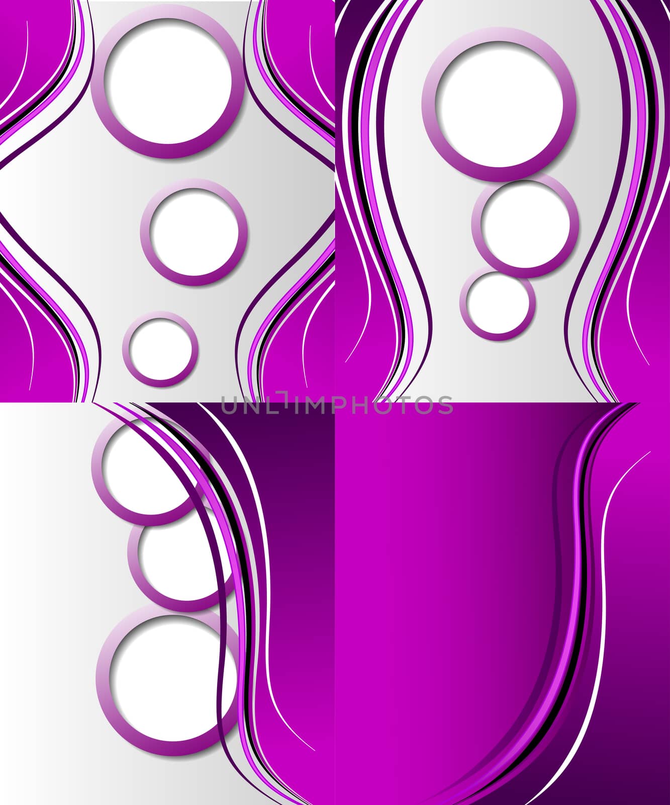 Set of 4 abstract purple backgrounds with space for your text. Raster copy.