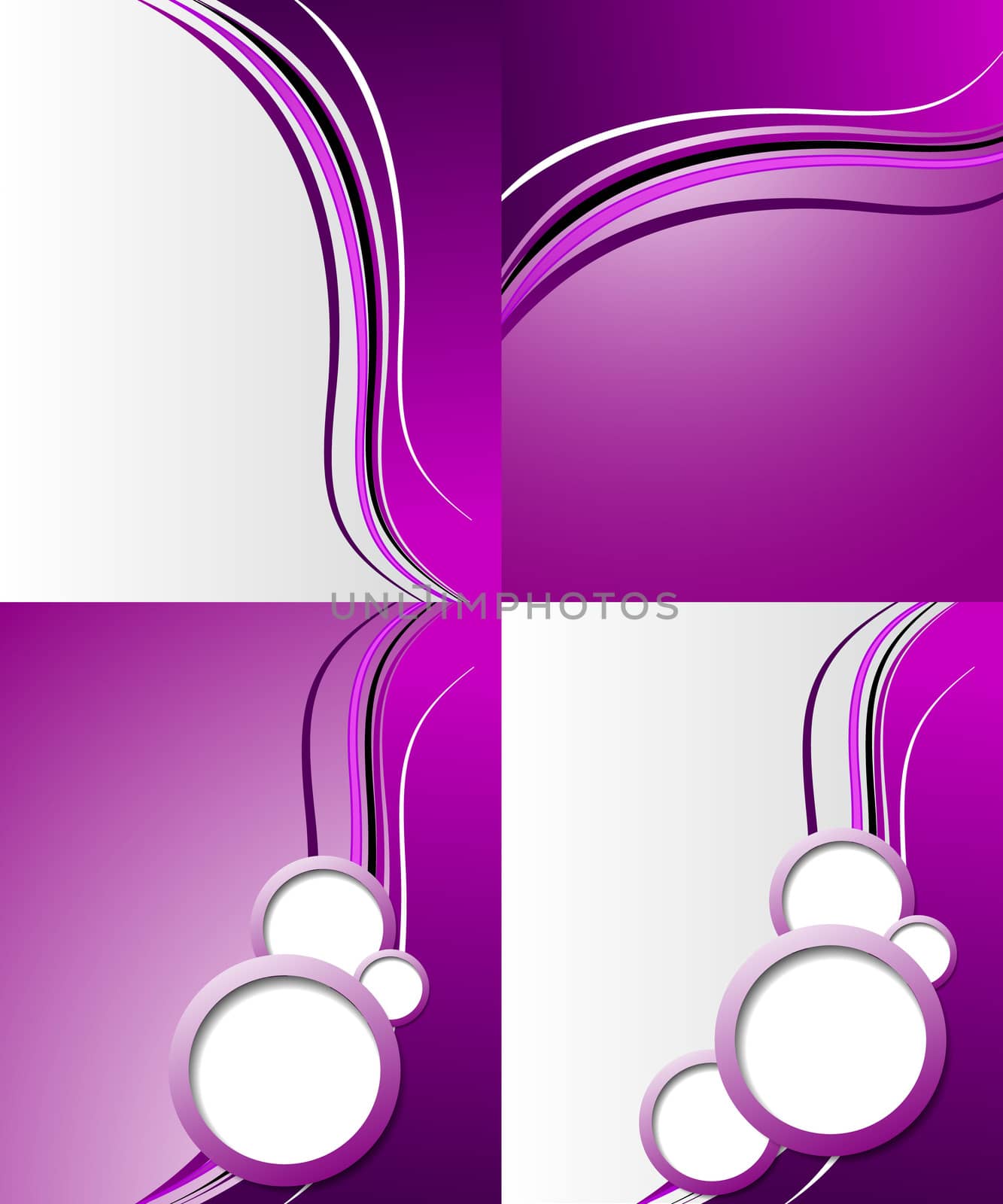 Set of 4 abstract purple backgrounds with space for your text. Raster copy.