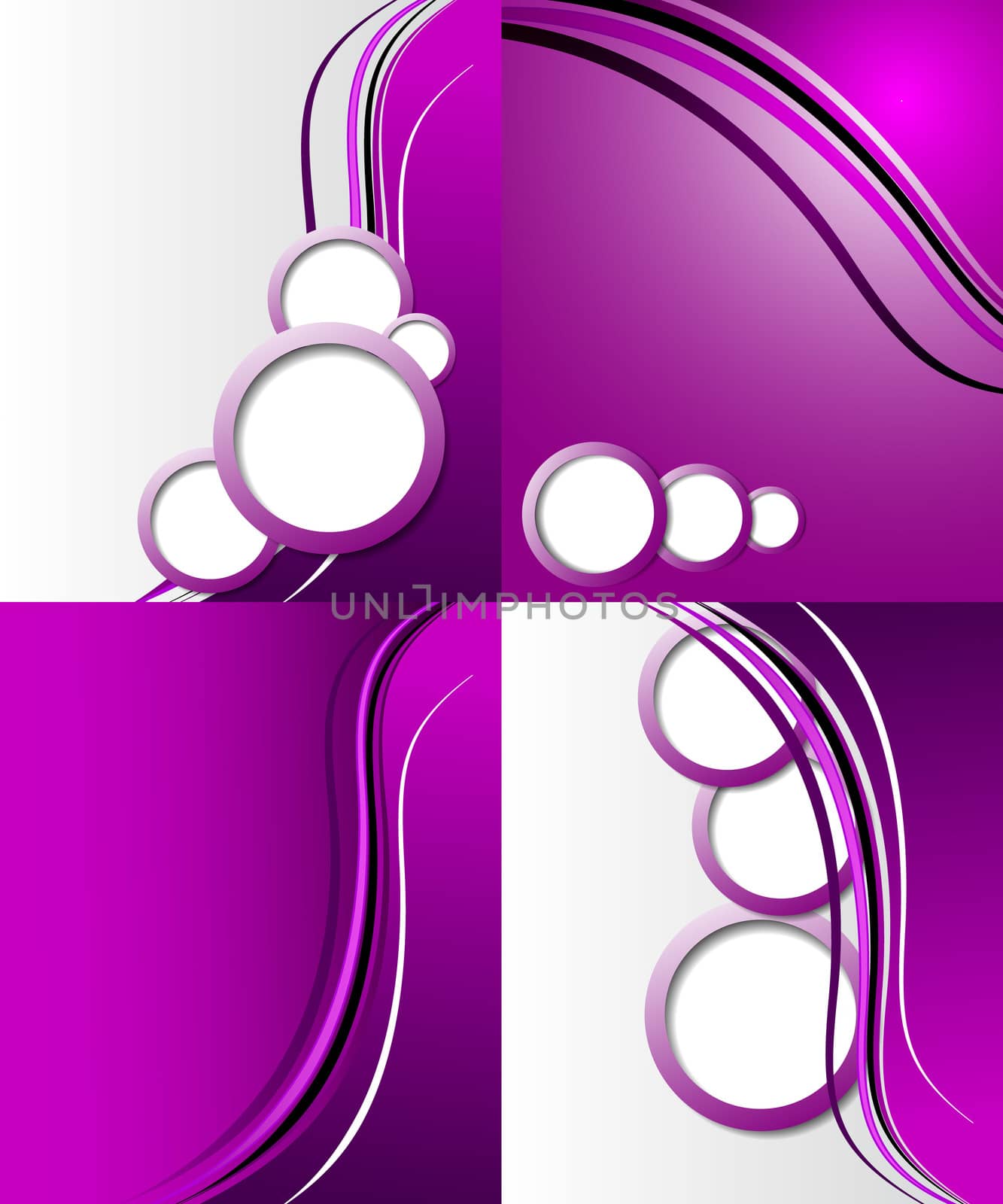 Set of 4 abstract purple backgrounds with space for your text. Raster copy.