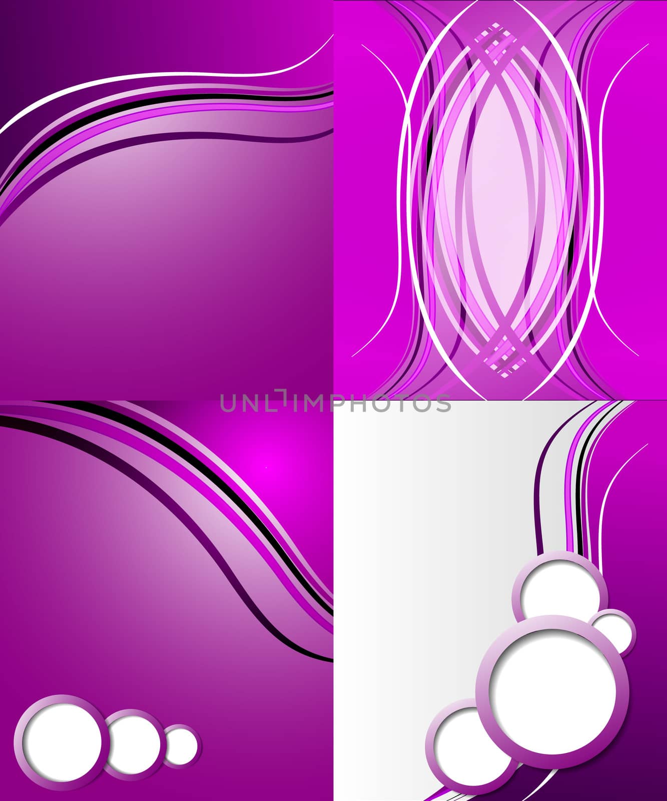 Set of 4 abstract purple backgrounds with space for your text. Raster copy.