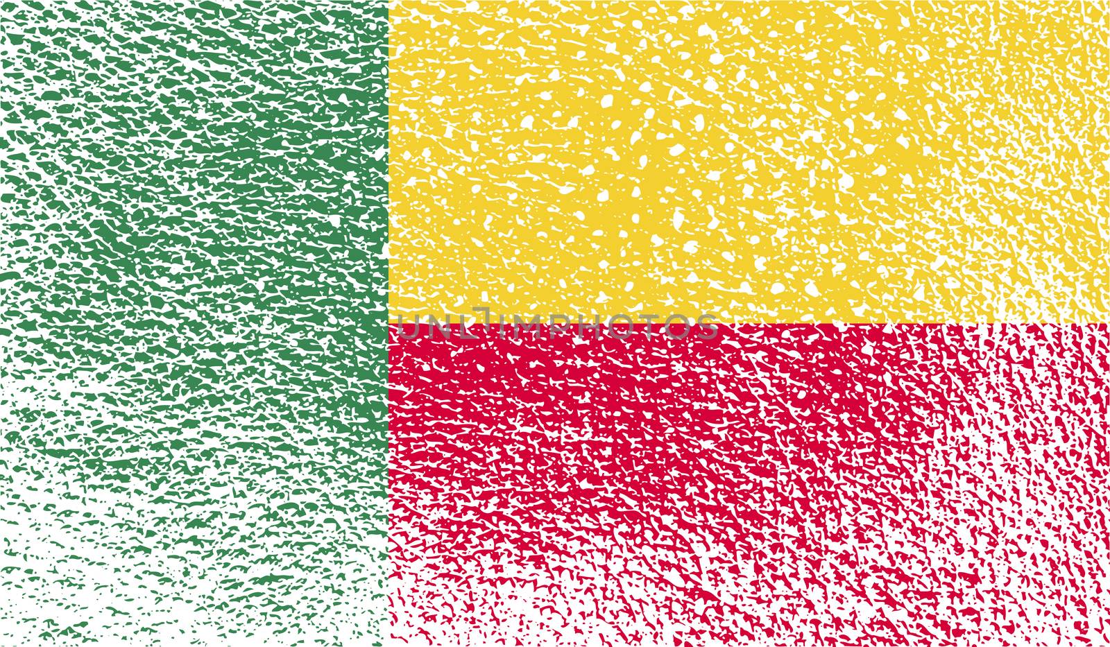 Flag of Benin with old texture.  illustration