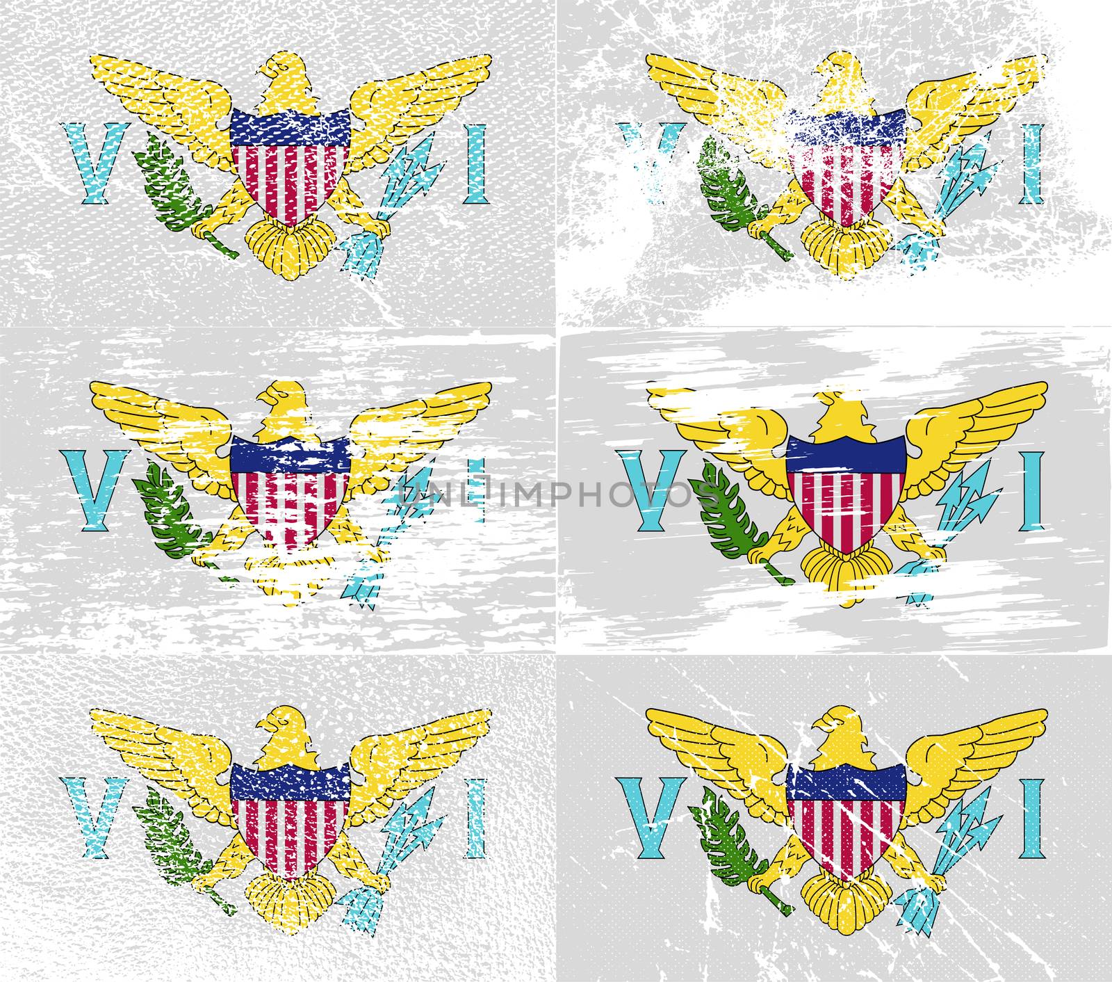 Set of six flags Virgin Islands US with old texture.  by serhii_lohvyniuk