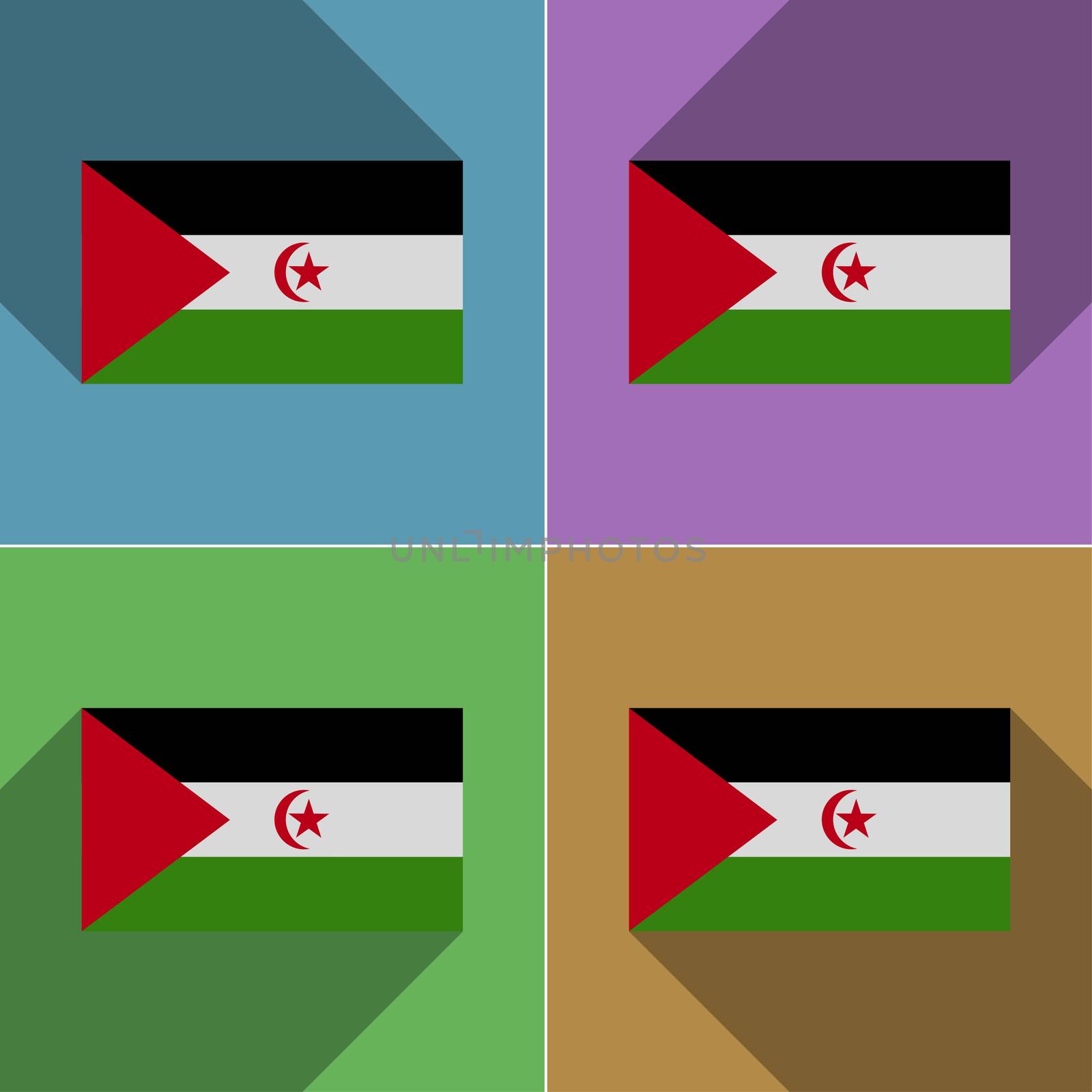 Flags Western Sahara. Set of colors flat design and long shadows.  by serhii_lohvyniuk