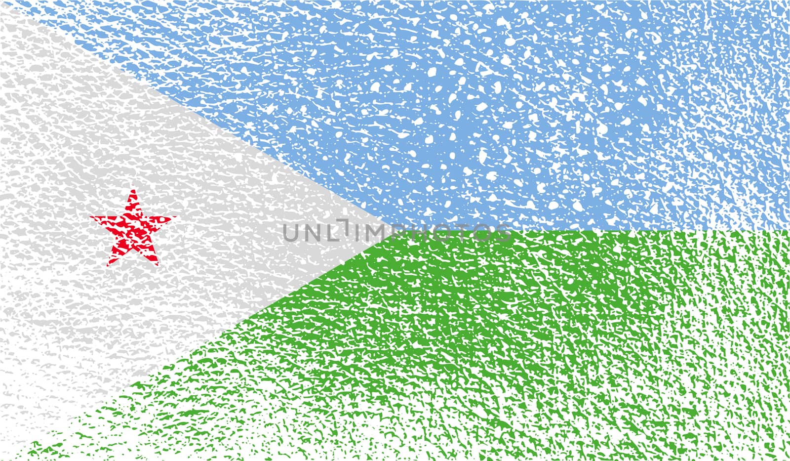 Flag of Djibouti with old texture.  illustration