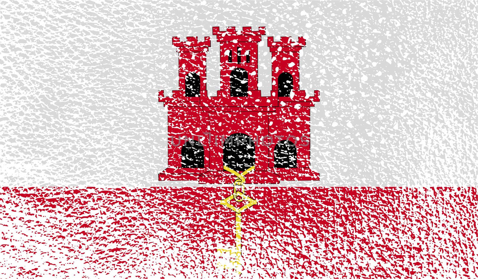 Flag of Gibraltar with old texture.  illustration