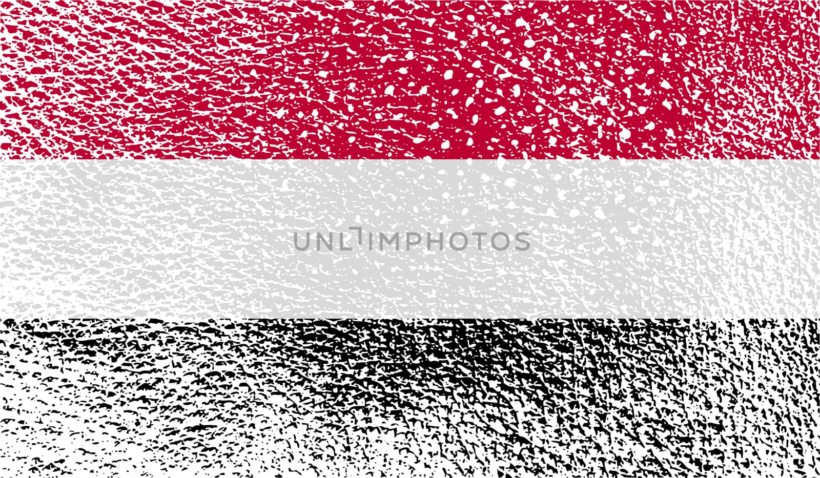 Flag of Yemen with old texture.  illustration