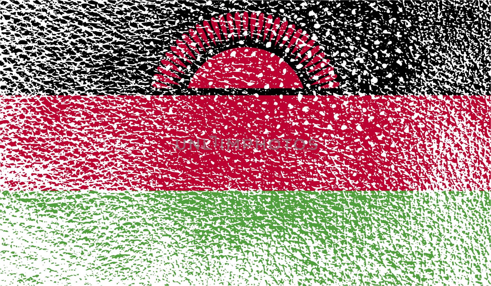 Flag of Malawi with old texture.  illustration