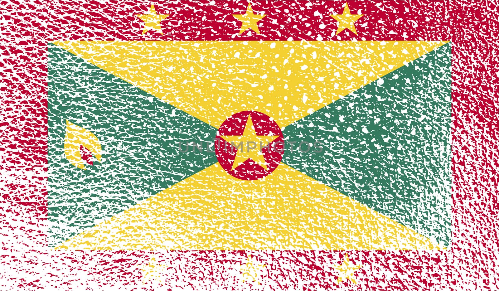 Flag of Grenada with old texture.  illustration