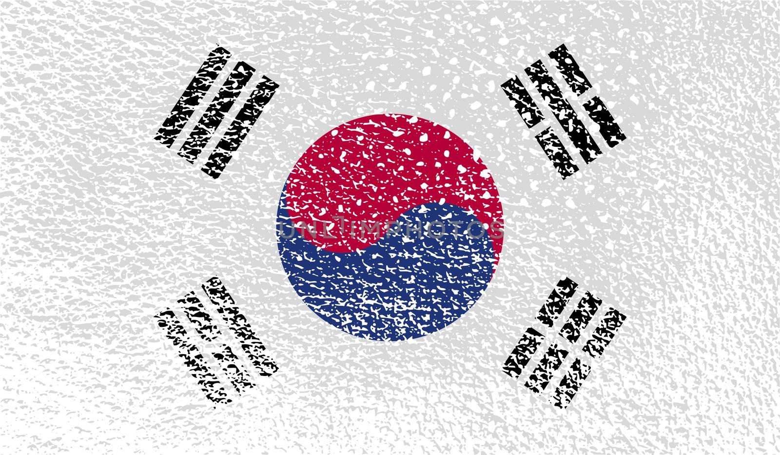 Flag of South Korea with old texture.  by serhii_lohvyniuk