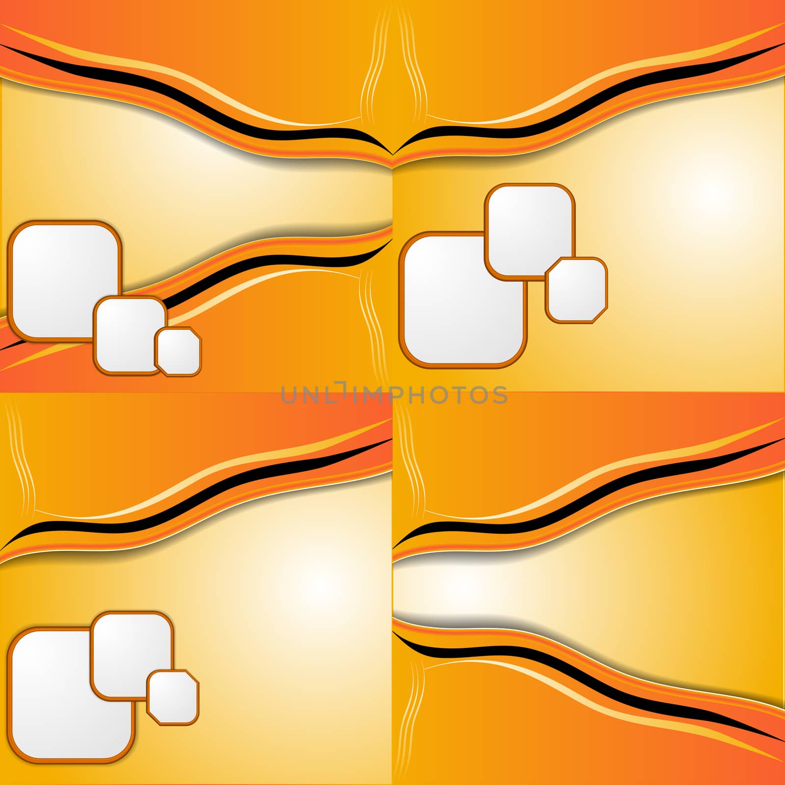 Set of 4 orange backgrounds with place for your text. Raster copy.