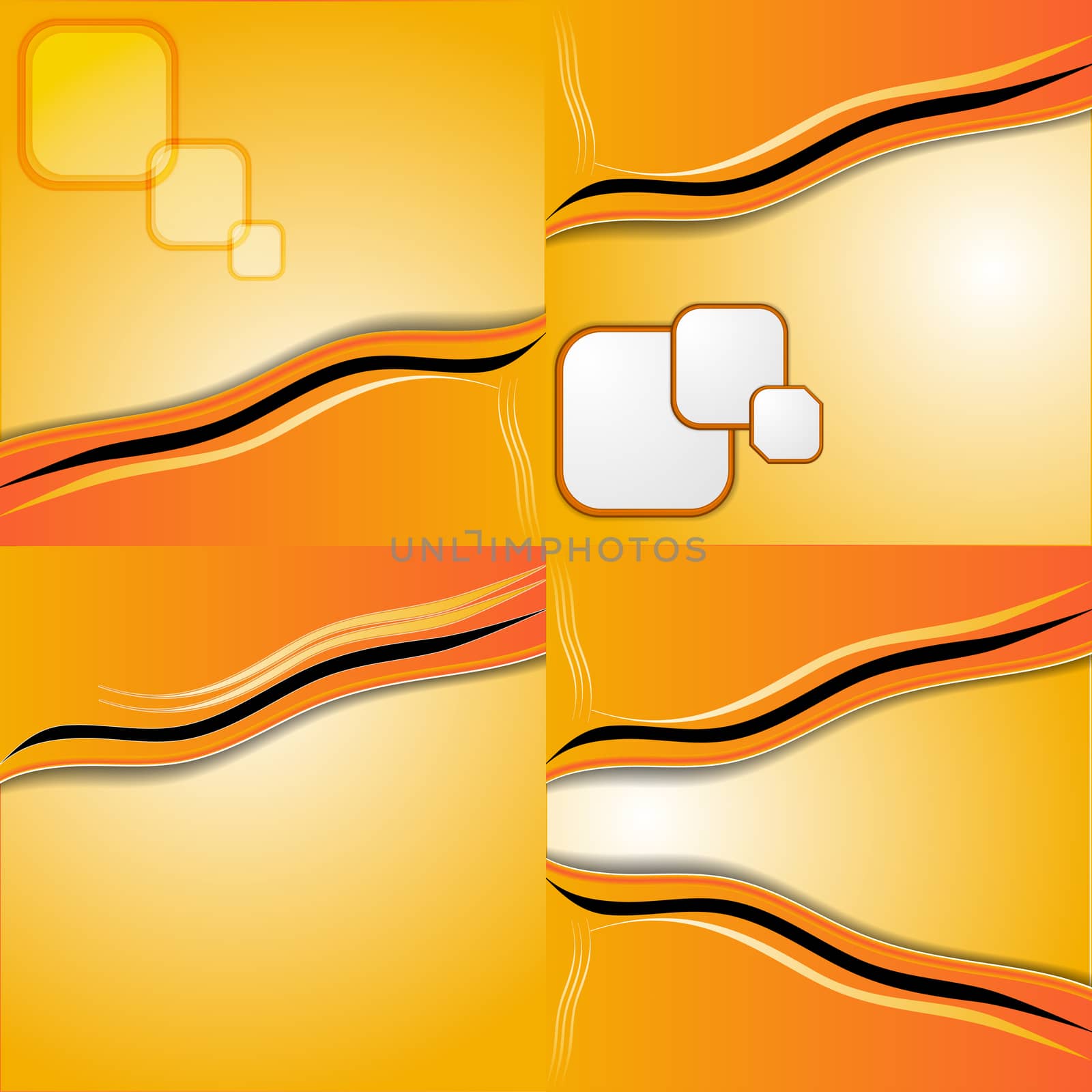 Set of 4 orange backgrounds with place for your text. Raster copy.