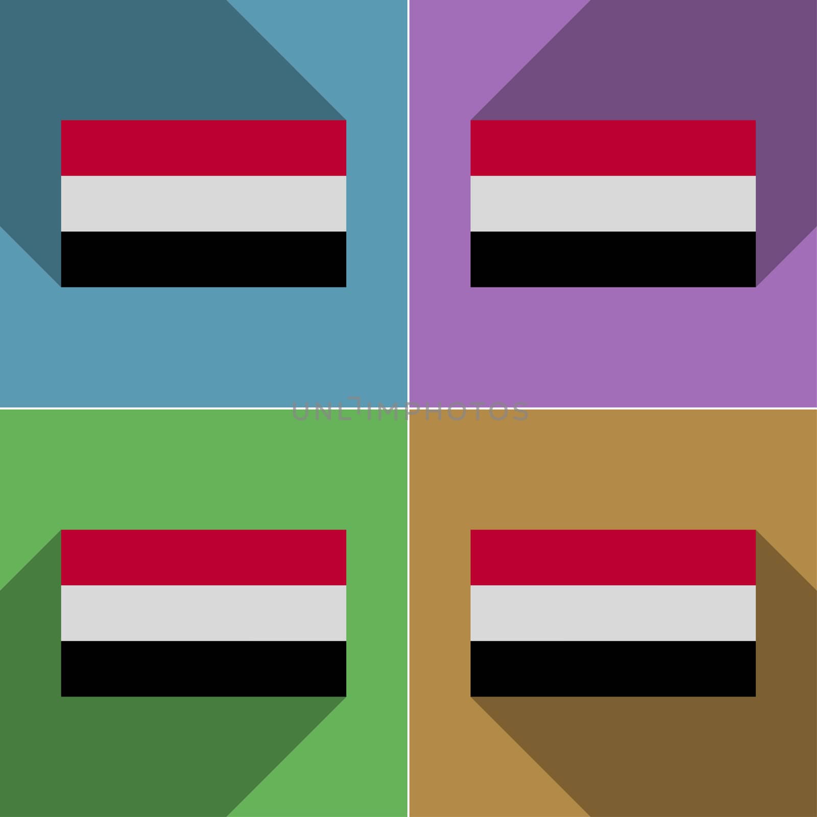 Flags Yemen. Set of colors flat design and long shadows.  by serhii_lohvyniuk