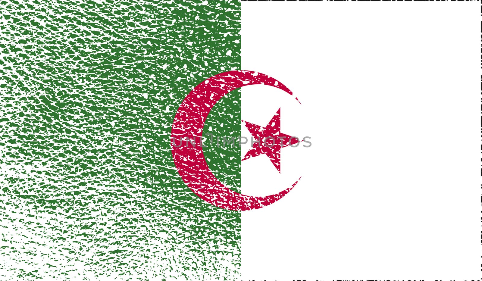 Flag of Algeria with old texture.  illustration