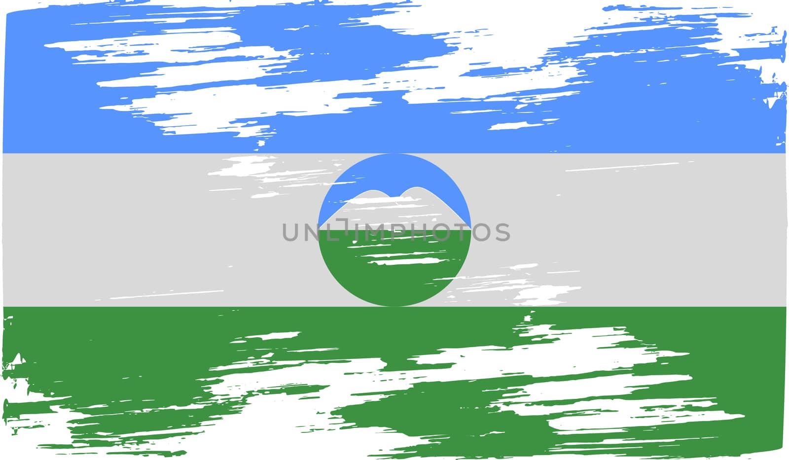 Flag of Kabardino-Balkaria with old texture.  illustration