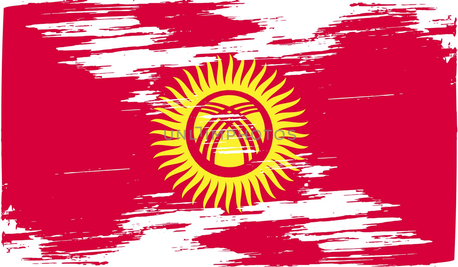 Flag of Kyrgyzstan with old texture.  illustration