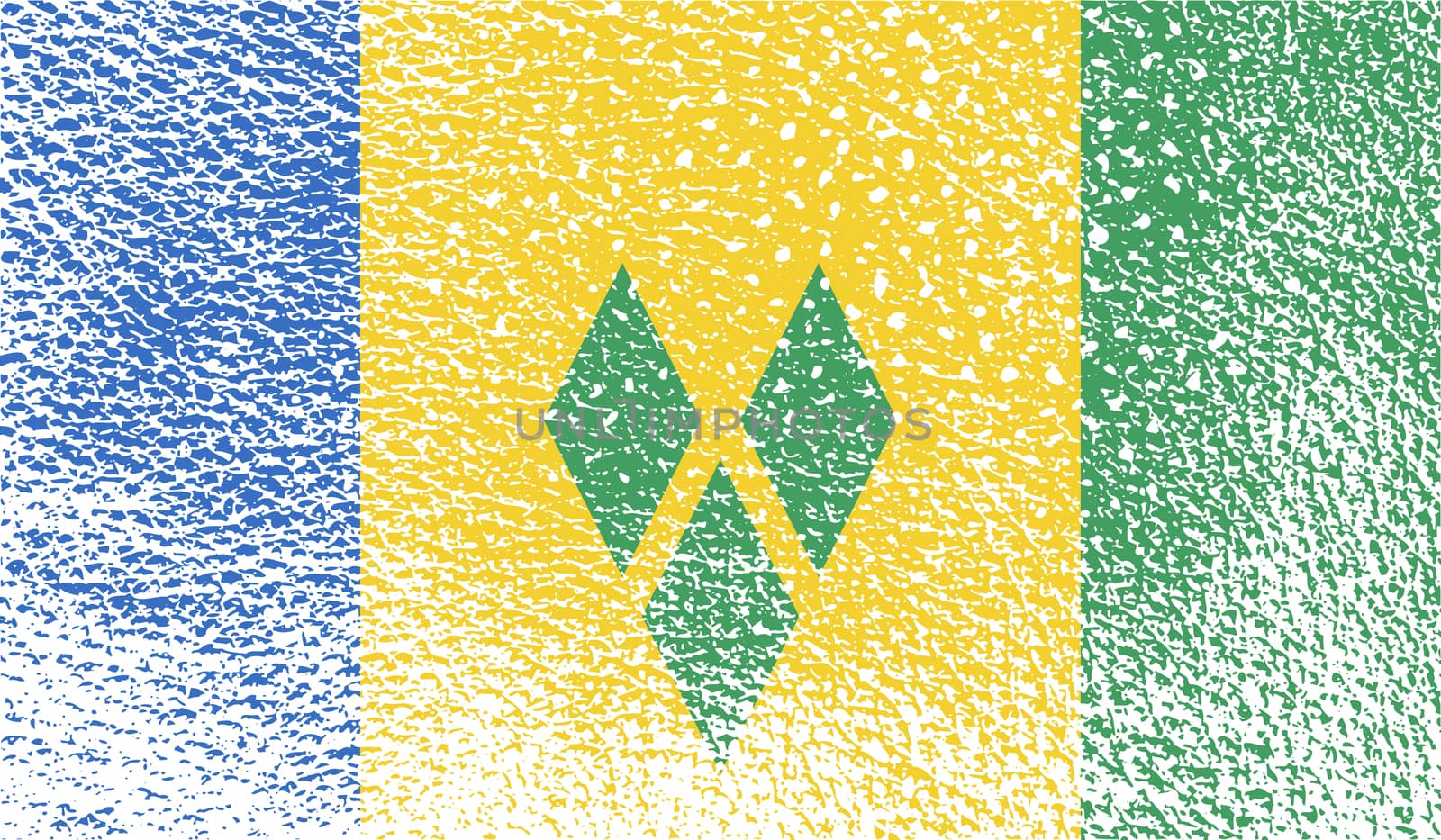 Flag of Saint Vincent and The Grenadines with old texture.  by serhii_lohvyniuk