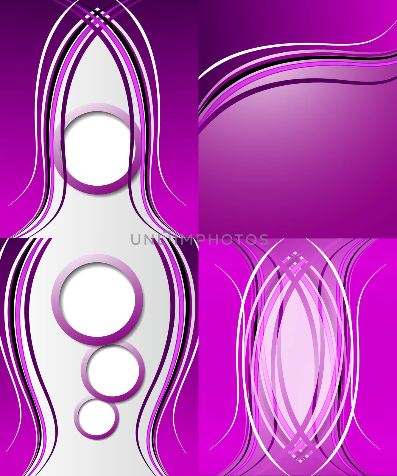 Set of 4 abstract purple backgrounds with space for your text. Raster copy.