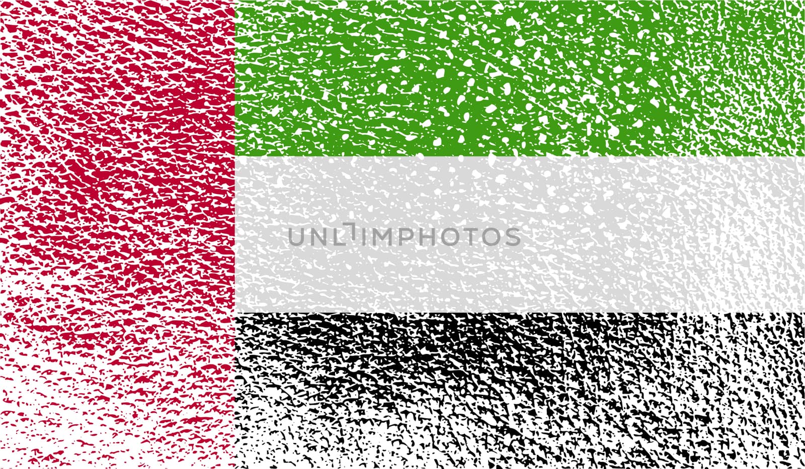 Flag of United Arab Emirates with old texture.  illustration