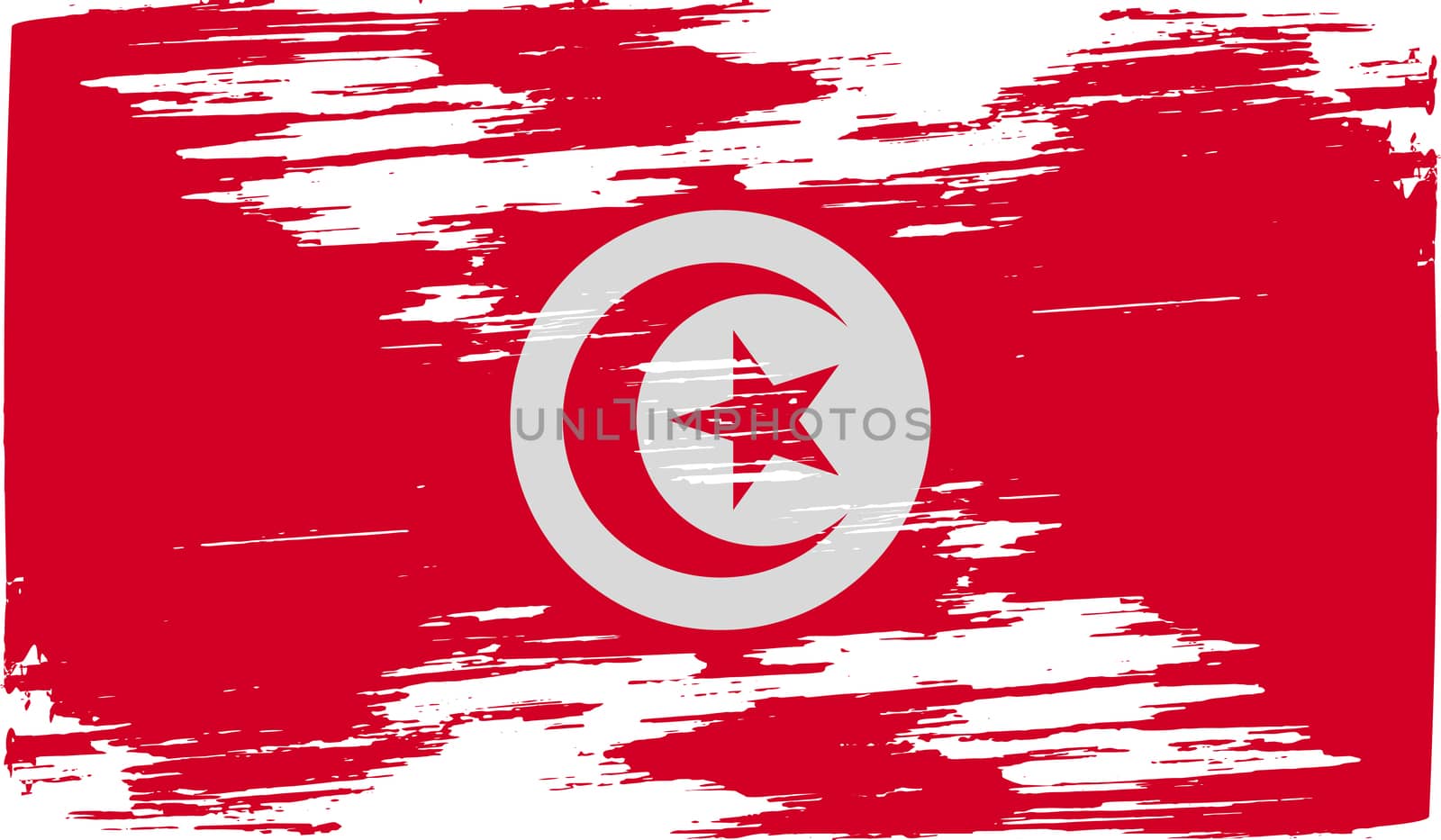 Flag of Tunisia with old texture.  by serhii_lohvyniuk