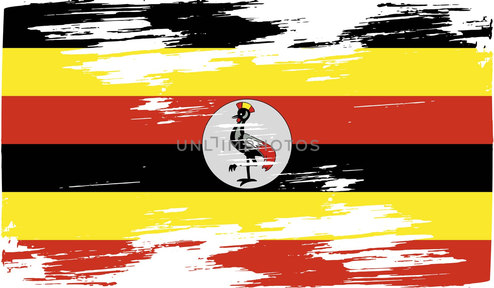 Flag of Uganda with old texture.  by serhii_lohvyniuk