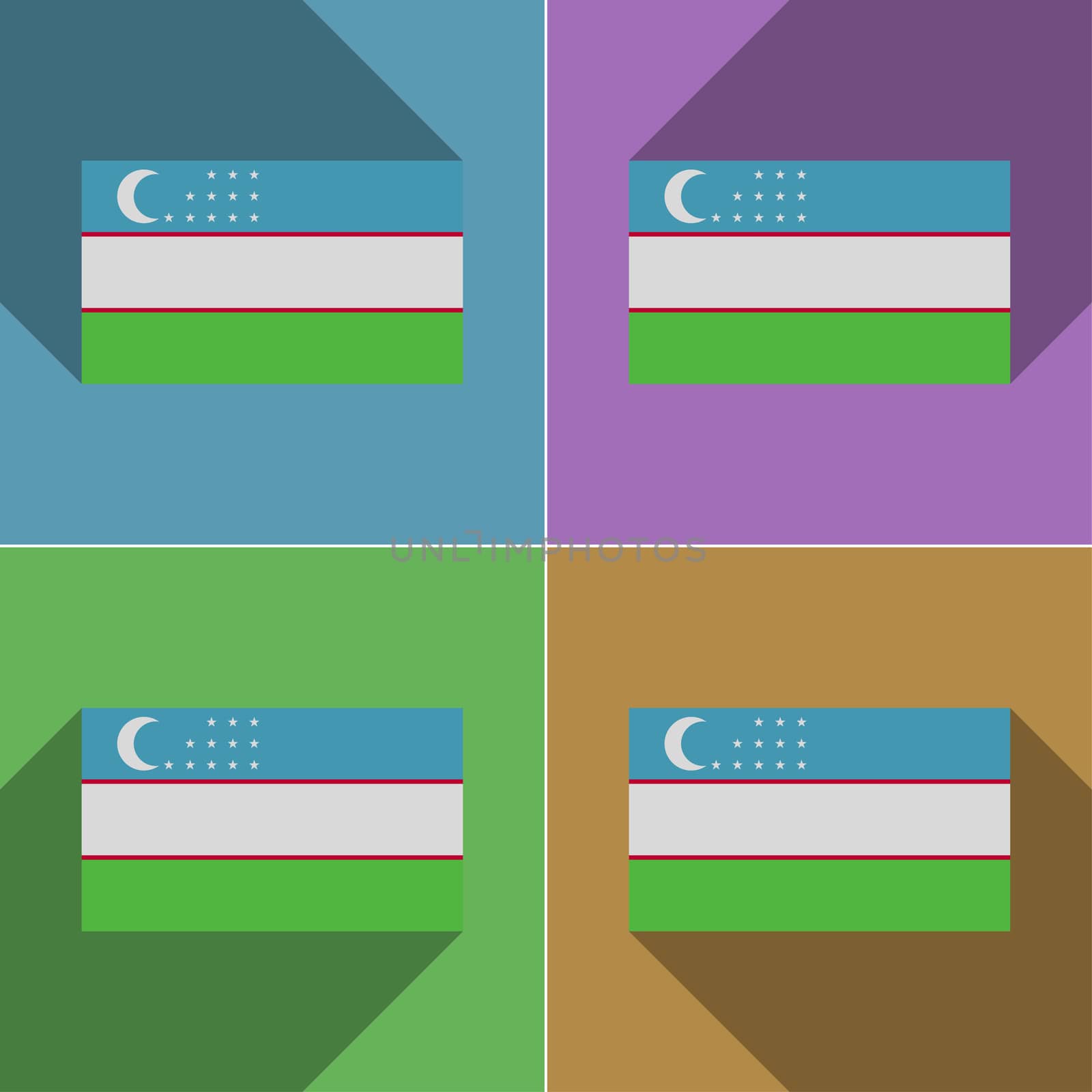 Flags Uzbekistan. Set of colors flat design and long shadows.  by serhii_lohvyniuk