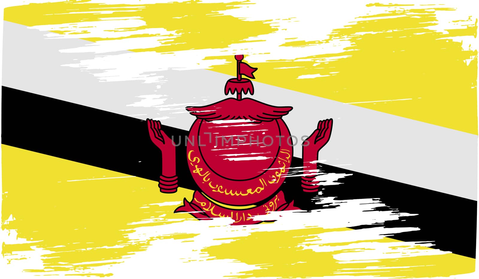 Flag of Brunei with old texture.  illustration